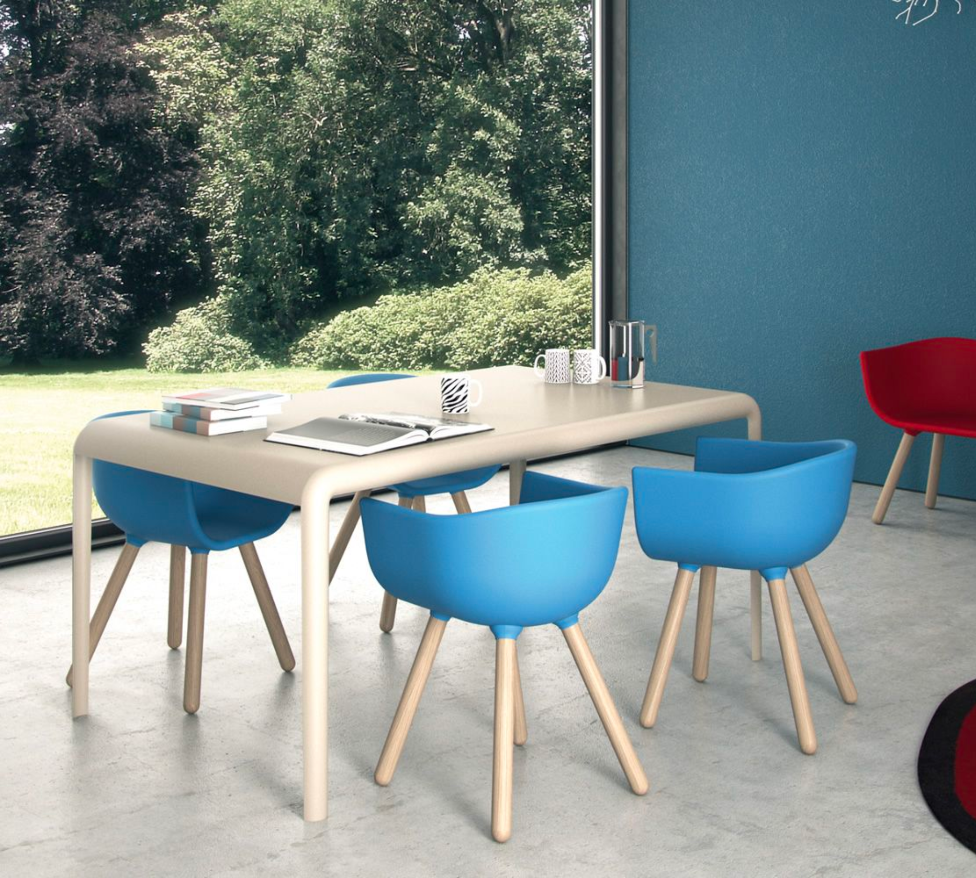 Tulip S Armchair Plastic Wood Blue