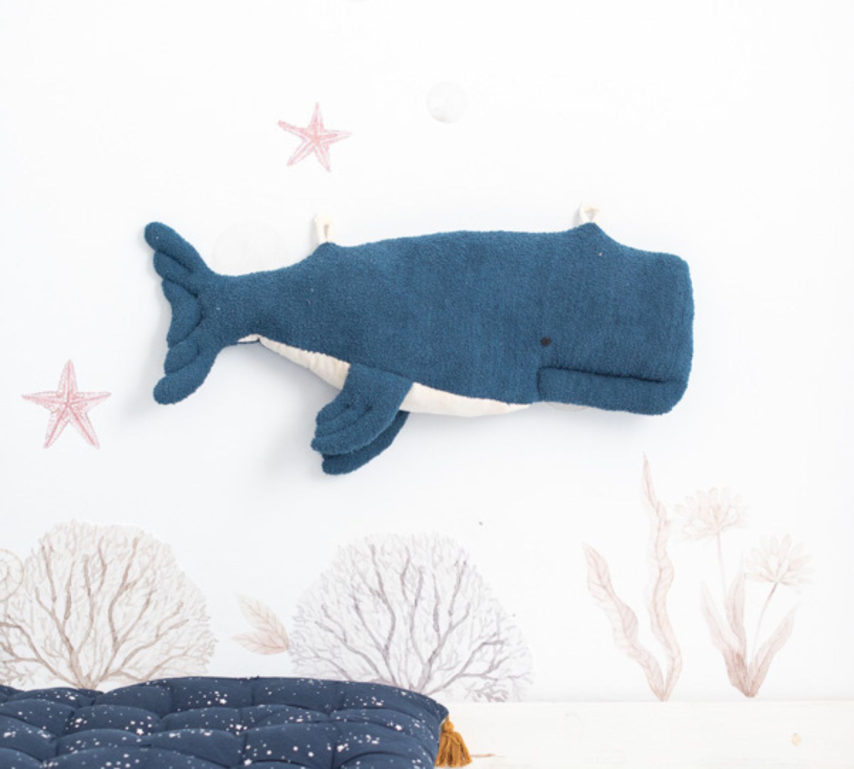 2x Beluga Whale Plush Toy Cotton Blue Beige
