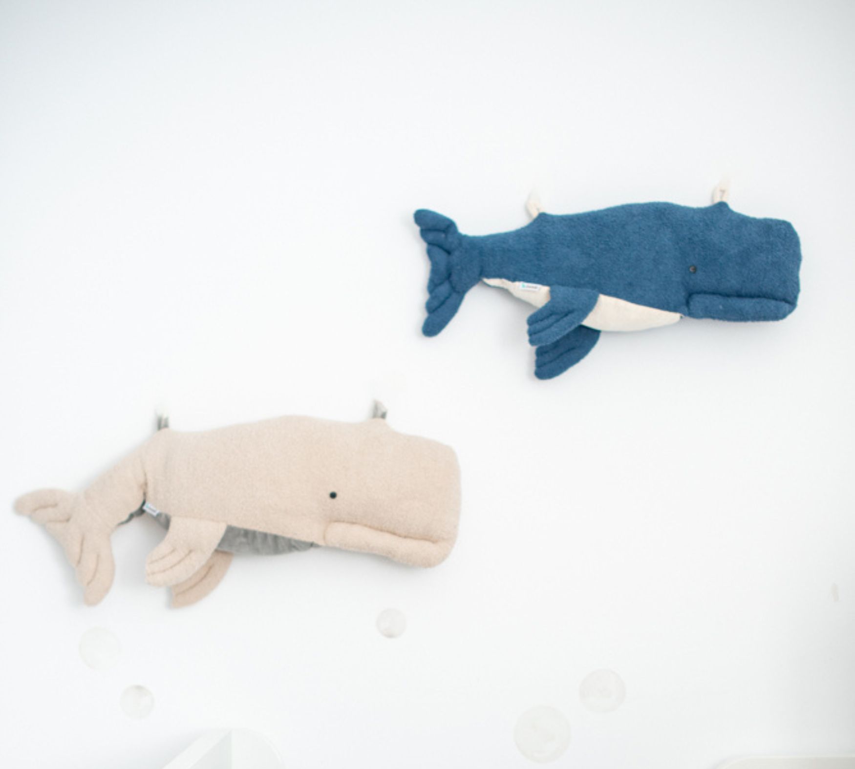 2x Beluga Whale Plush Toy Cotton Blue Beige