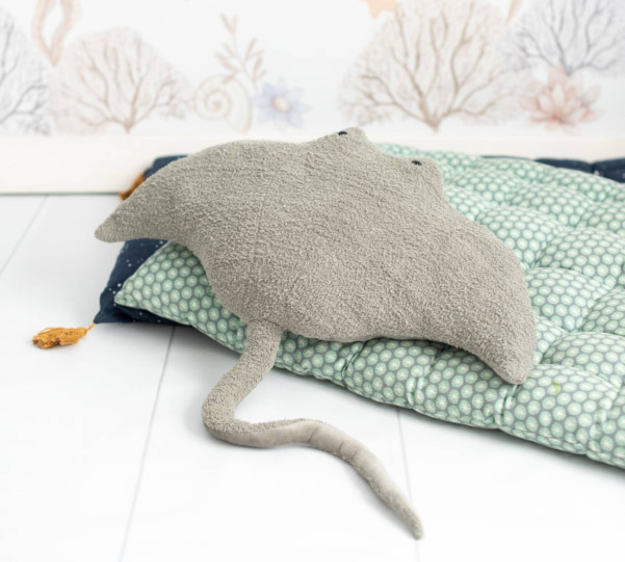 2x Fish & Manta ray Plush toy Cotton Blue Grey