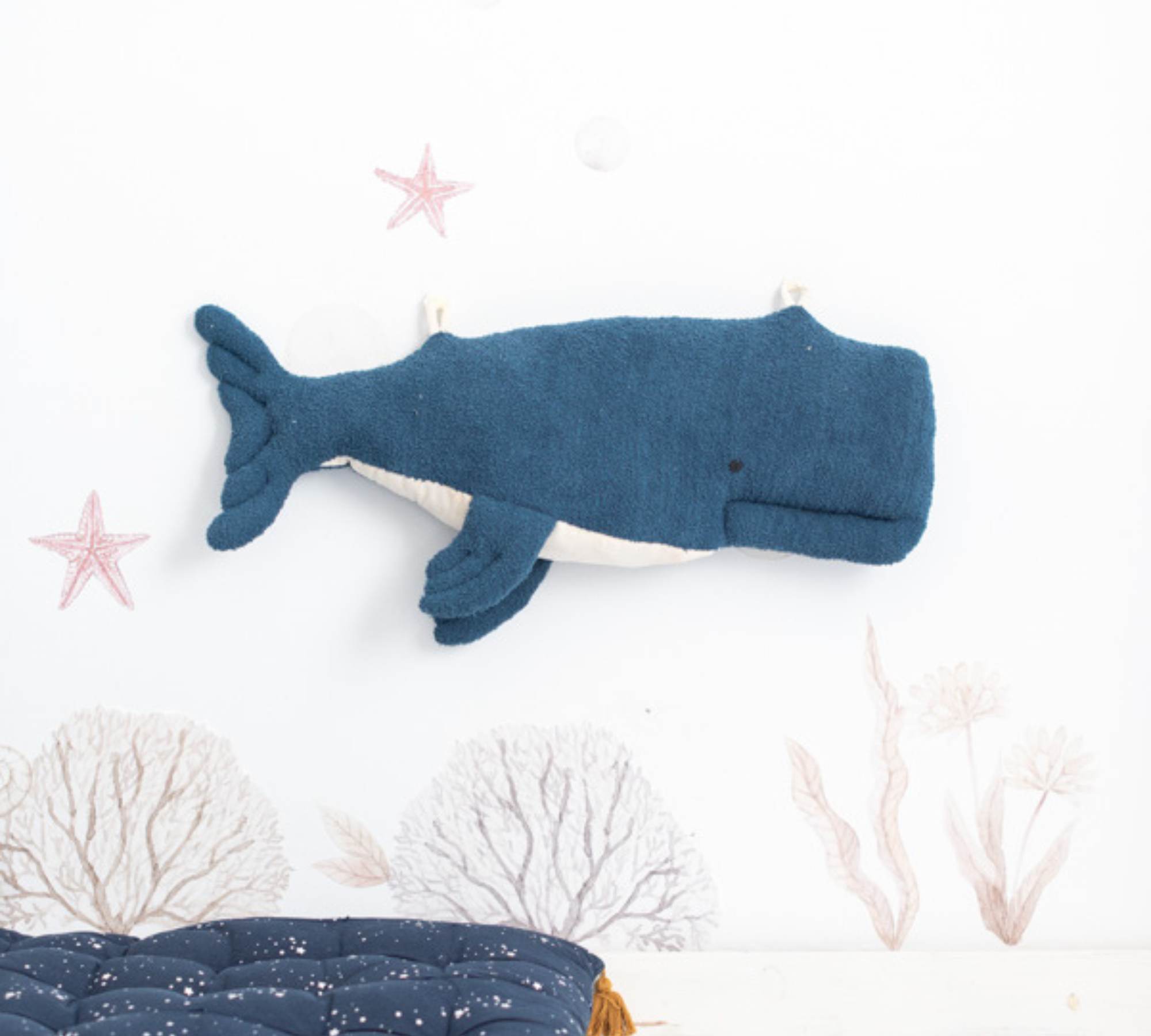 2x Fish & Beluga Whale Plush toy Cotton Blue