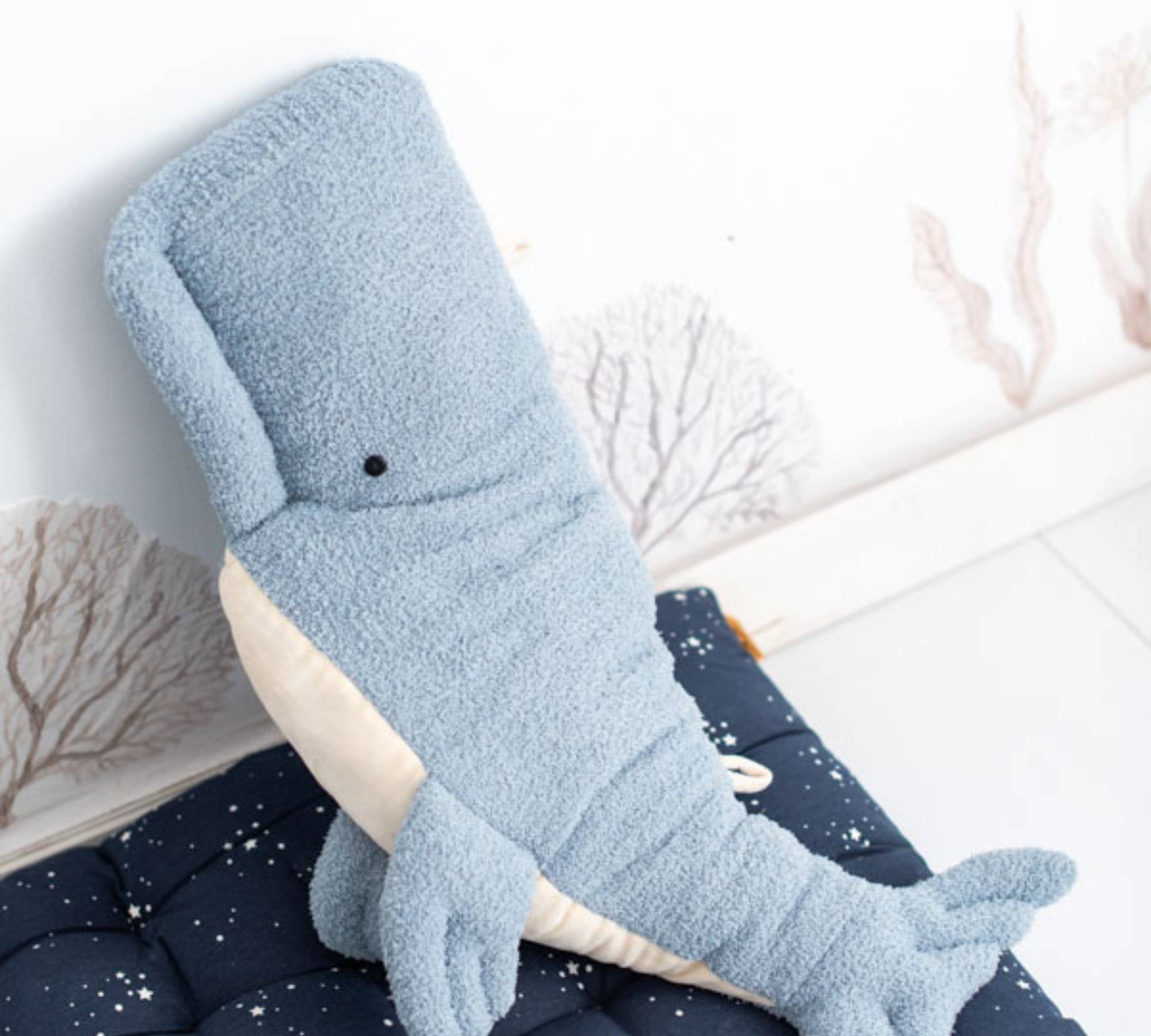 2x Fish, Octopus & Beluga Whale Plush Toy Blue White