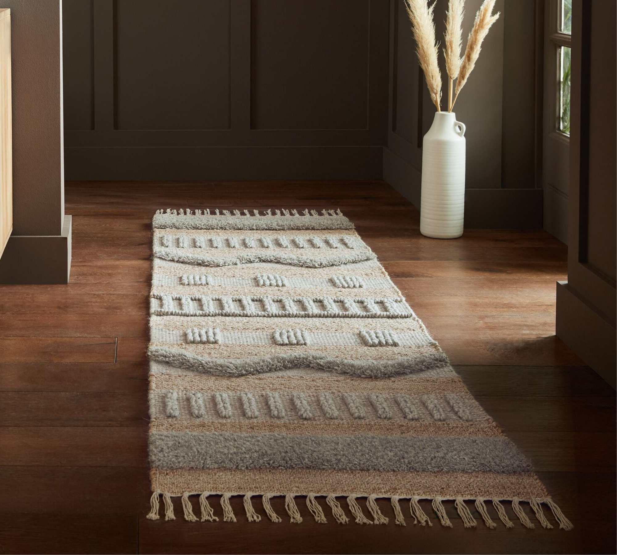 Medina Jute Läufer Natur Grau 60x230cm