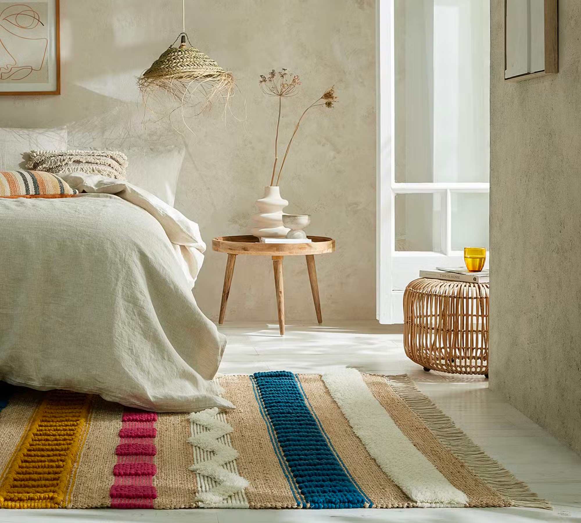 Medina Teppich Jute Natur Mehrfarbig 160 x 230 cm