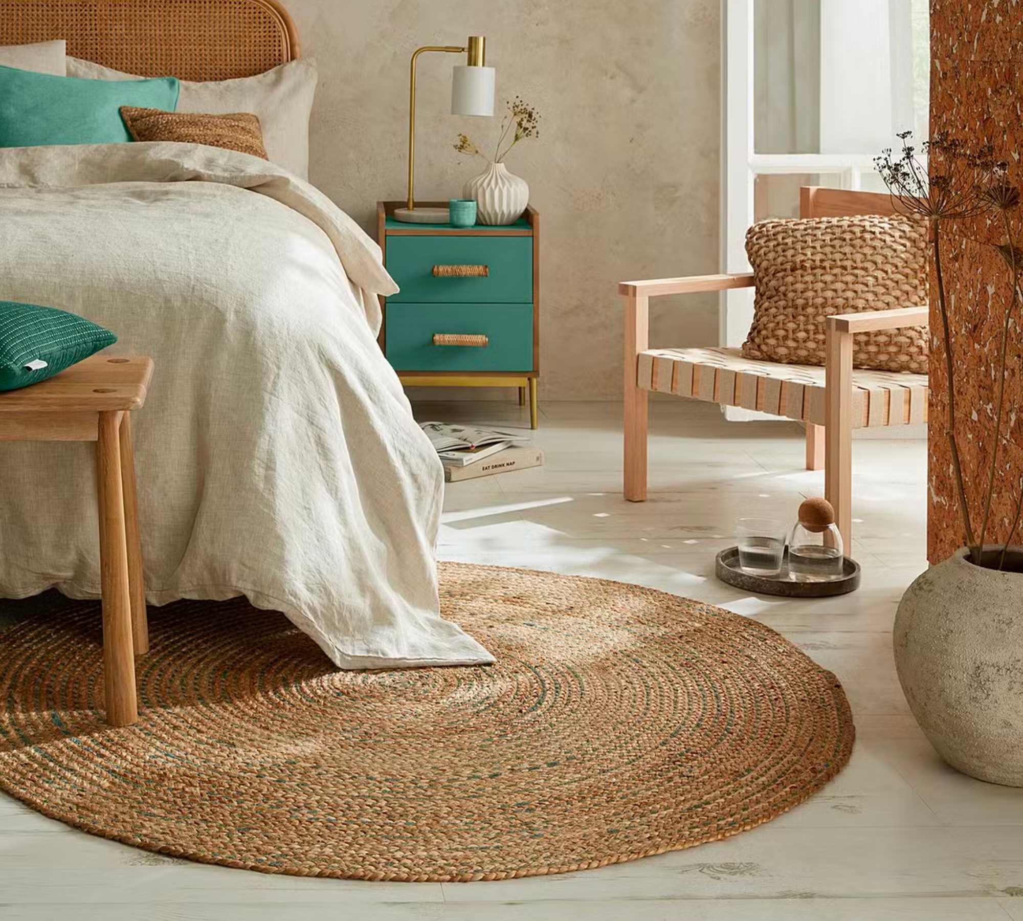 Capri Rug Jute Natural Blue 180 x 180 cm