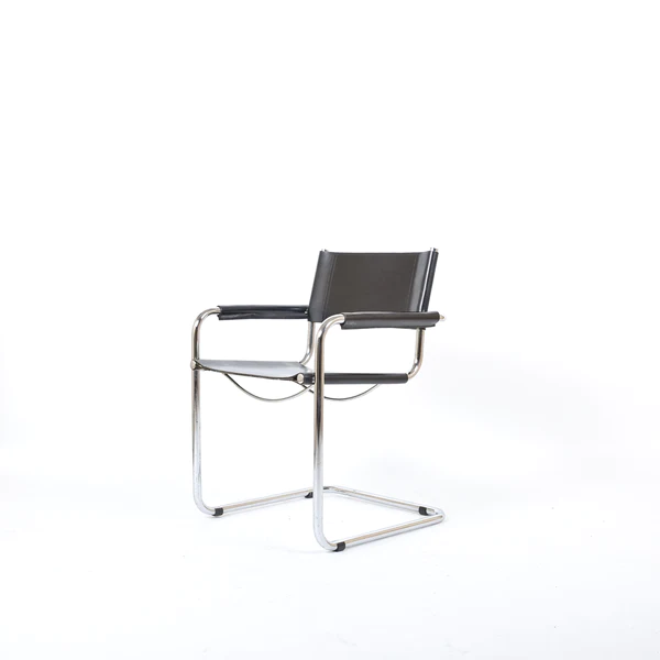 Thonet S34 Freischwinger Kernleder Stahl Schwarz