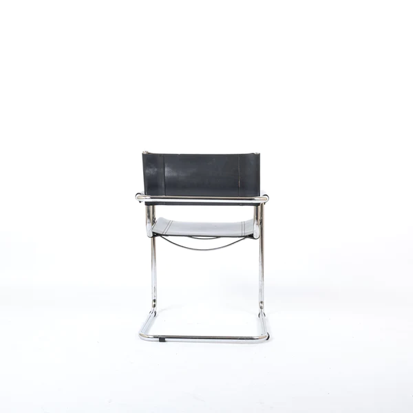 Thonet S34 Freischwinger Kernleder Stahl Schwarz