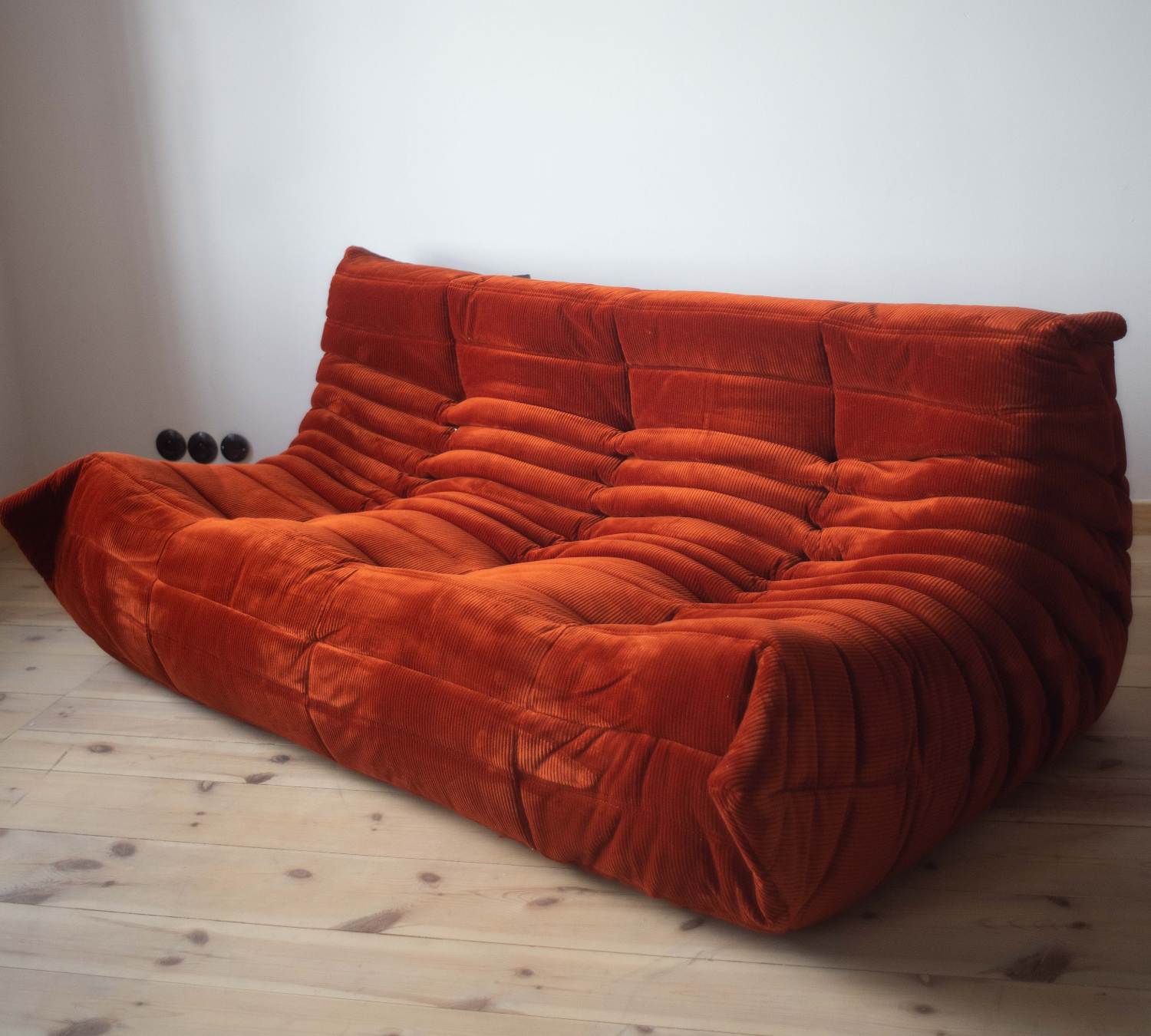 Togo Sofa 3-seater Cord Amber Orange