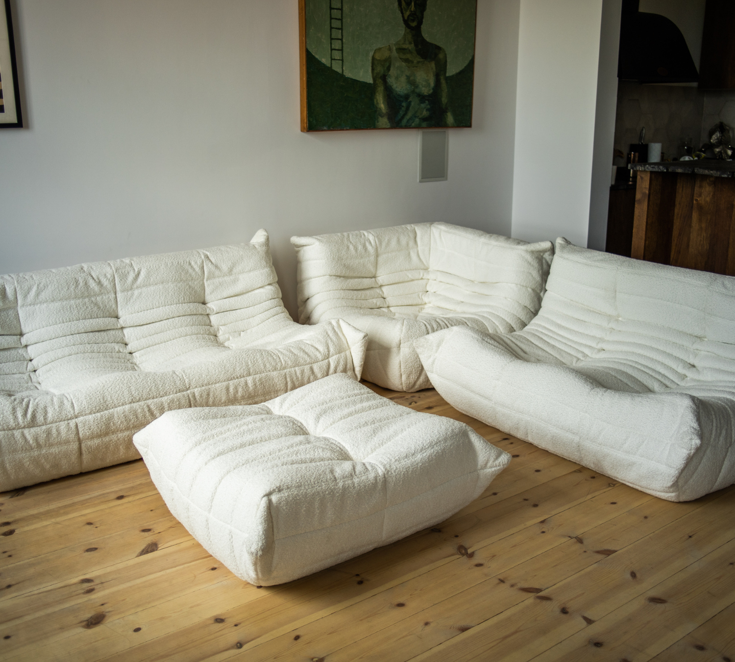 Set Lounge Togo 4 pezzi Bouclé Bianco