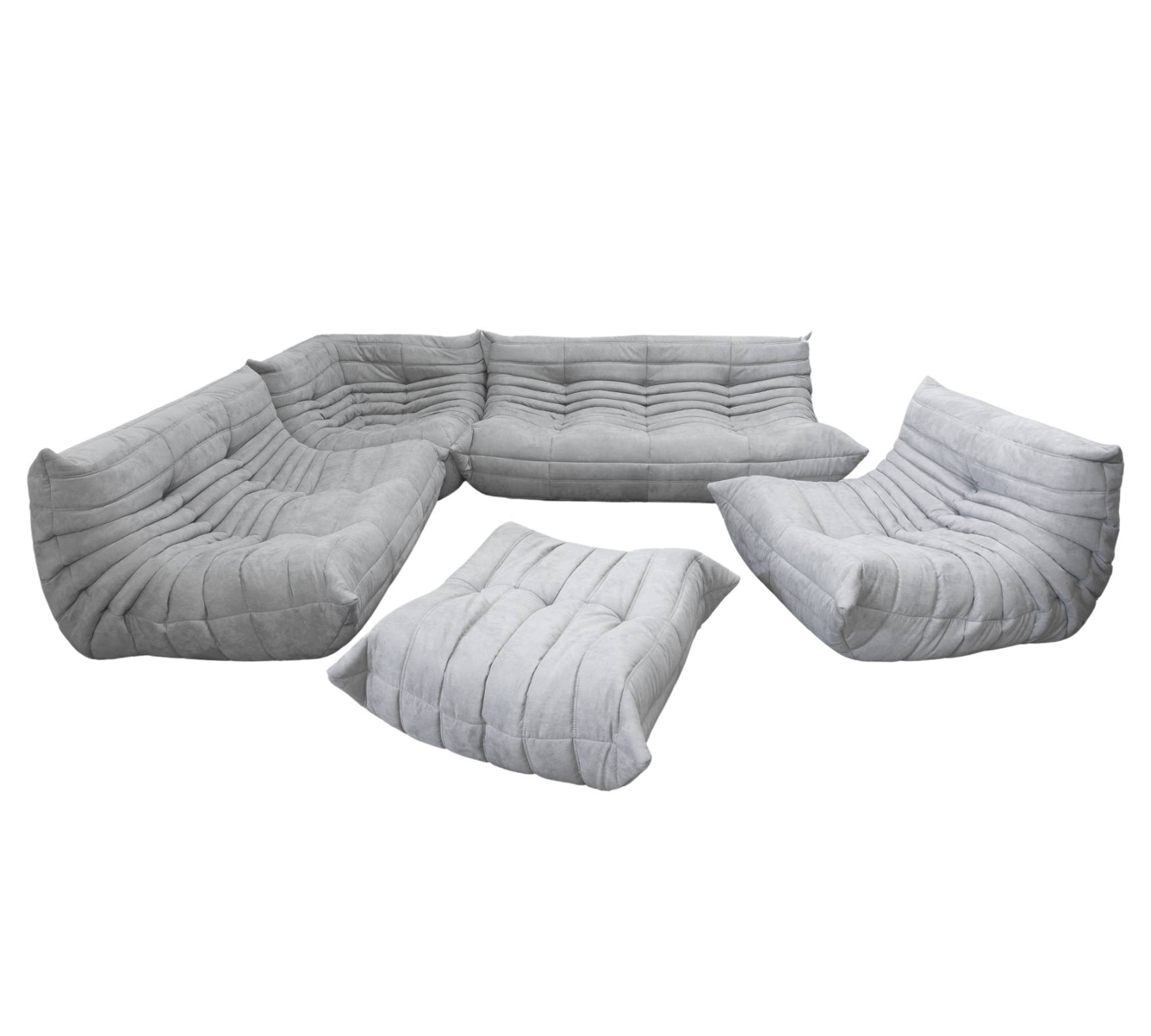 Togo Lounge Set 5-pc. Fabric Light Gray