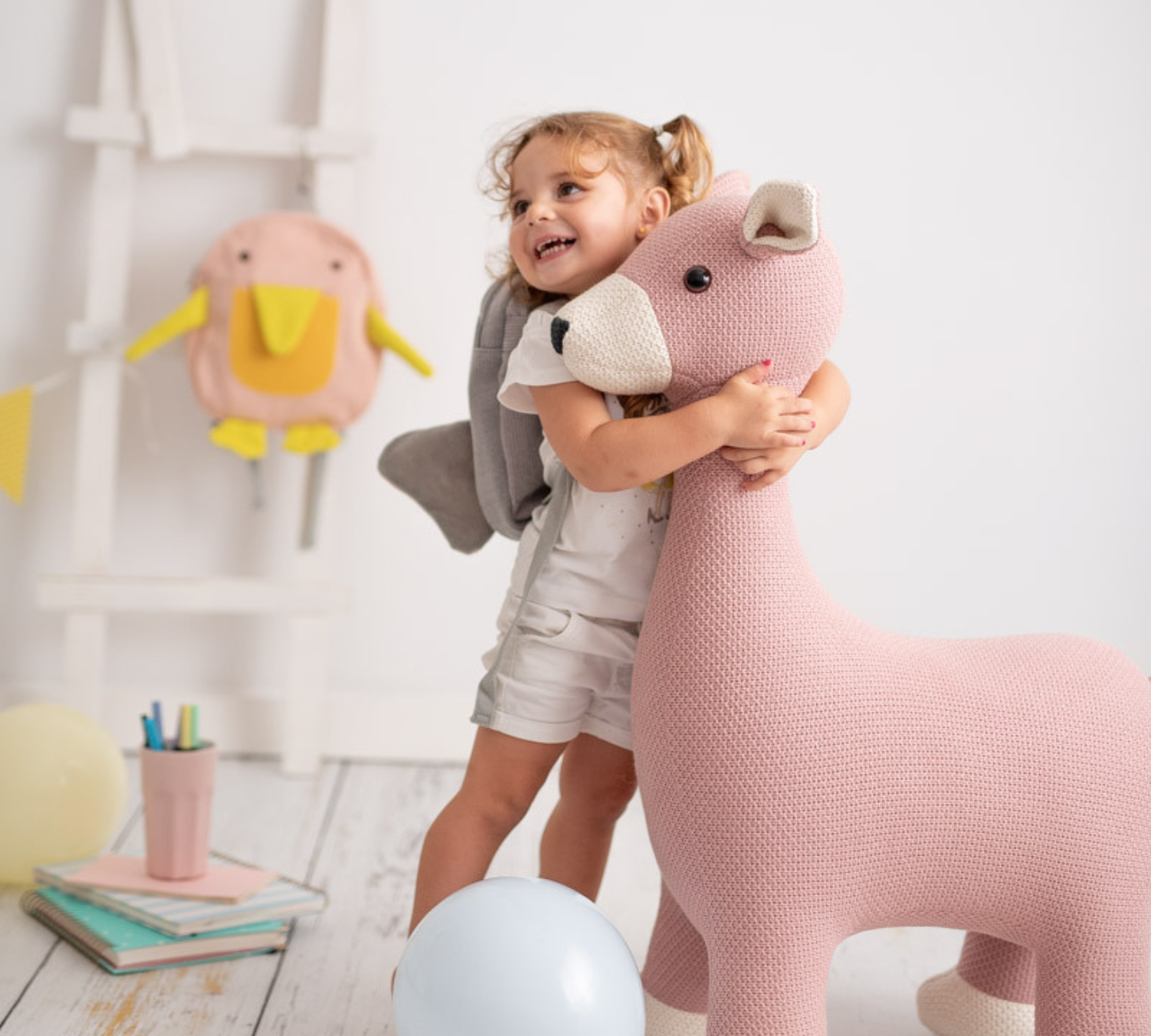 Deer Maxi Plush Toy Cotton Wood Pink