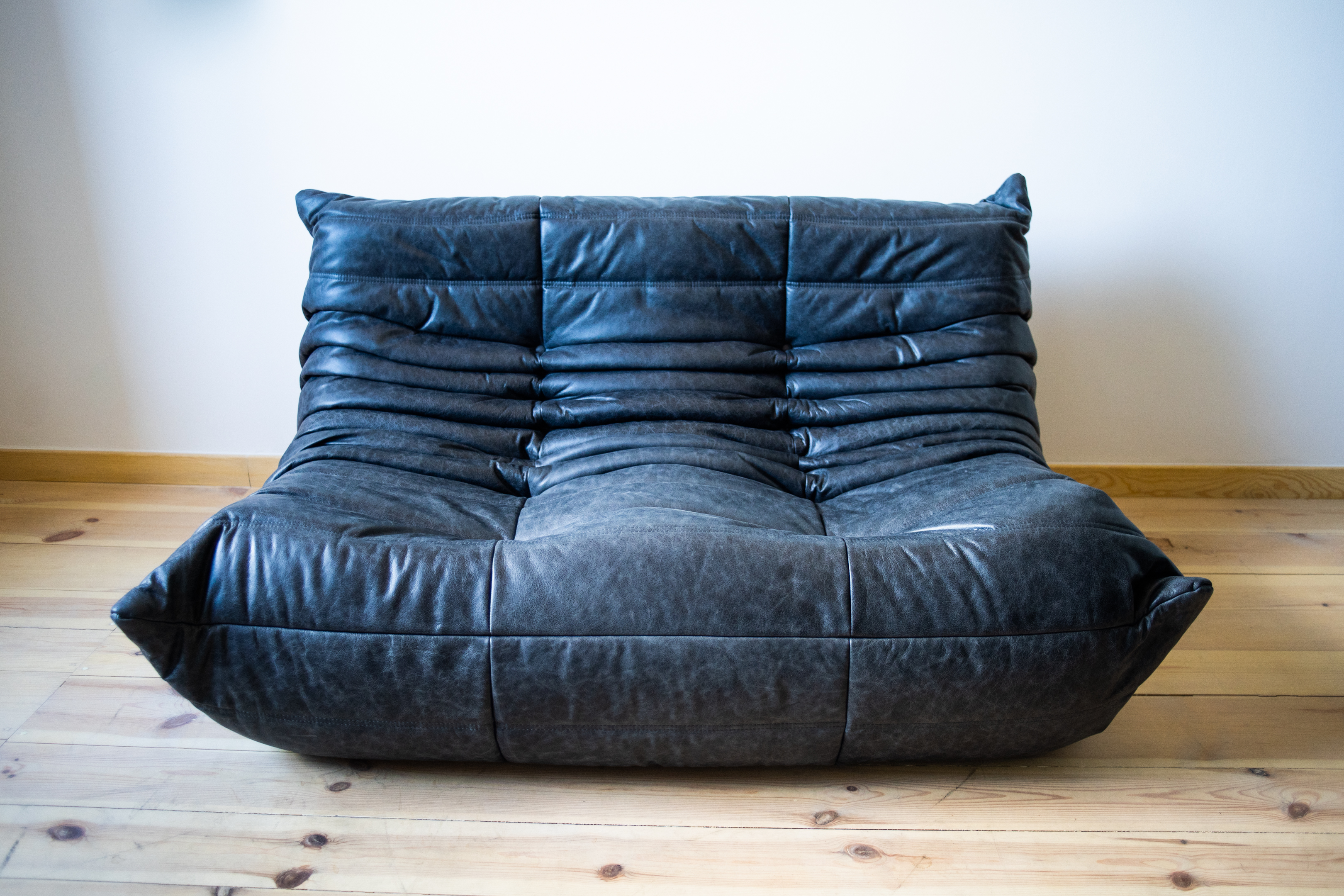 Togo Divano 2 posti Pelle Pull-Up Nero
