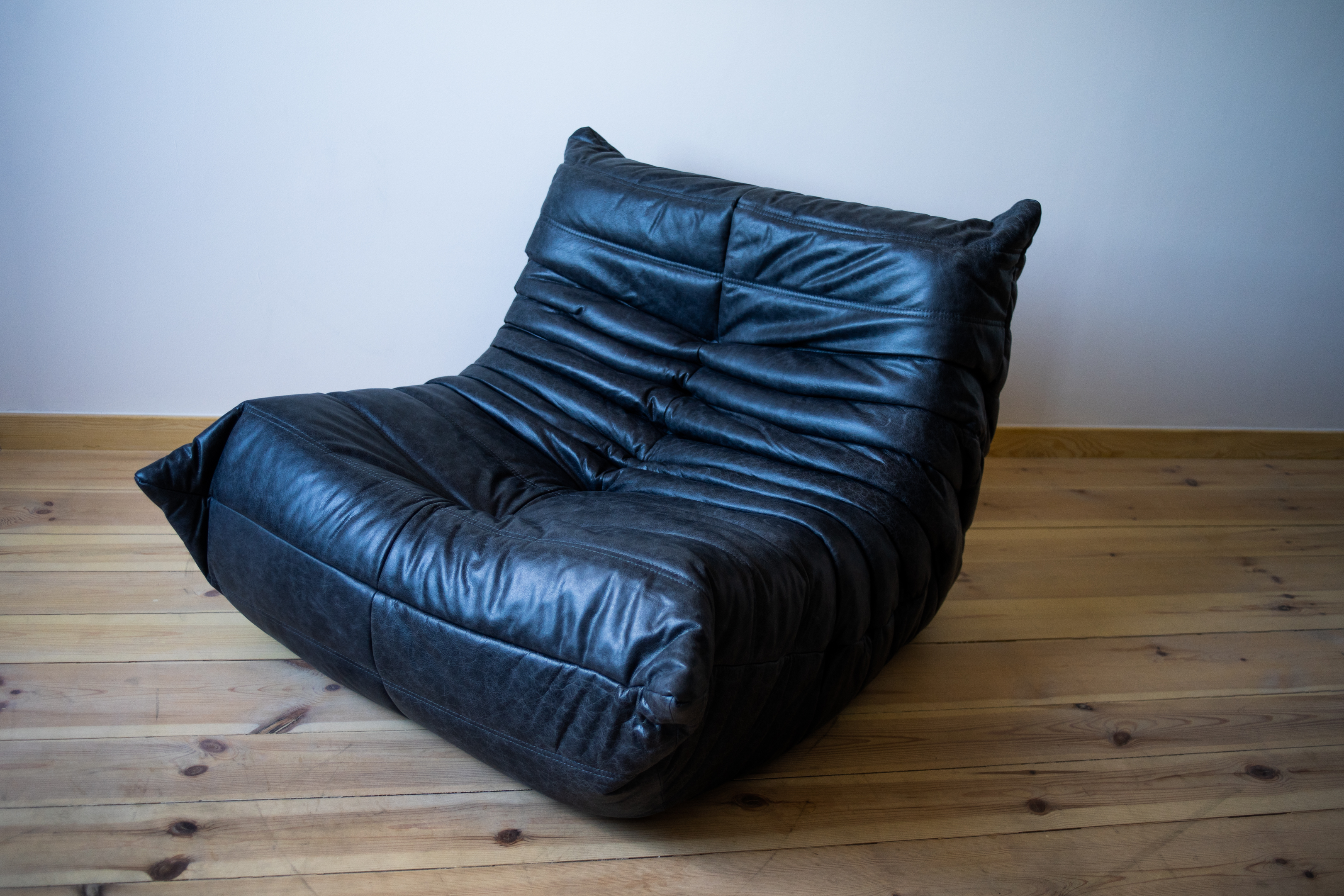 Togo Lounge Set 5-pc. Pull-Up Leather Black