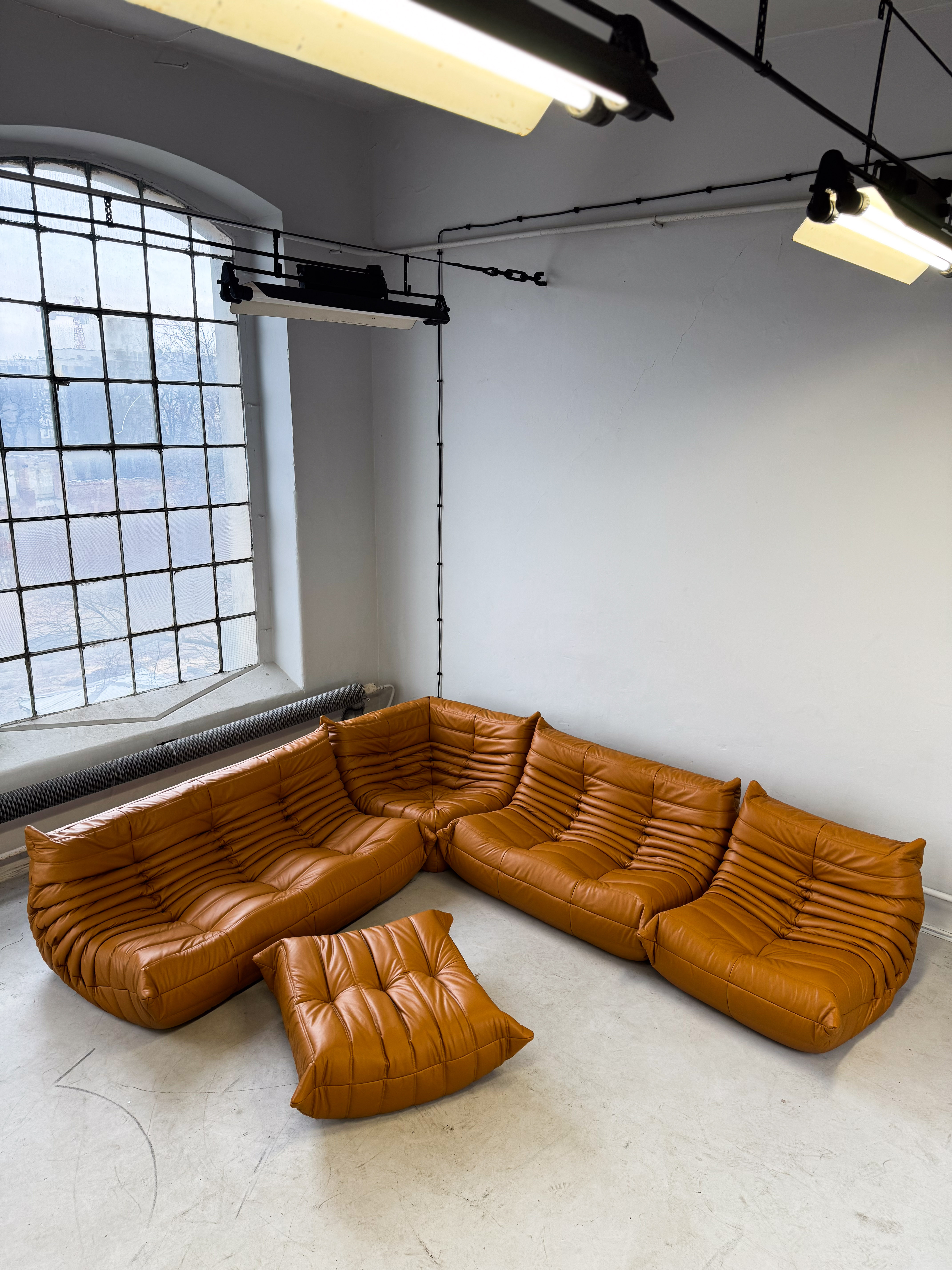 Togo Lounge Set 5-pc. High-gloss leather Cognac Light