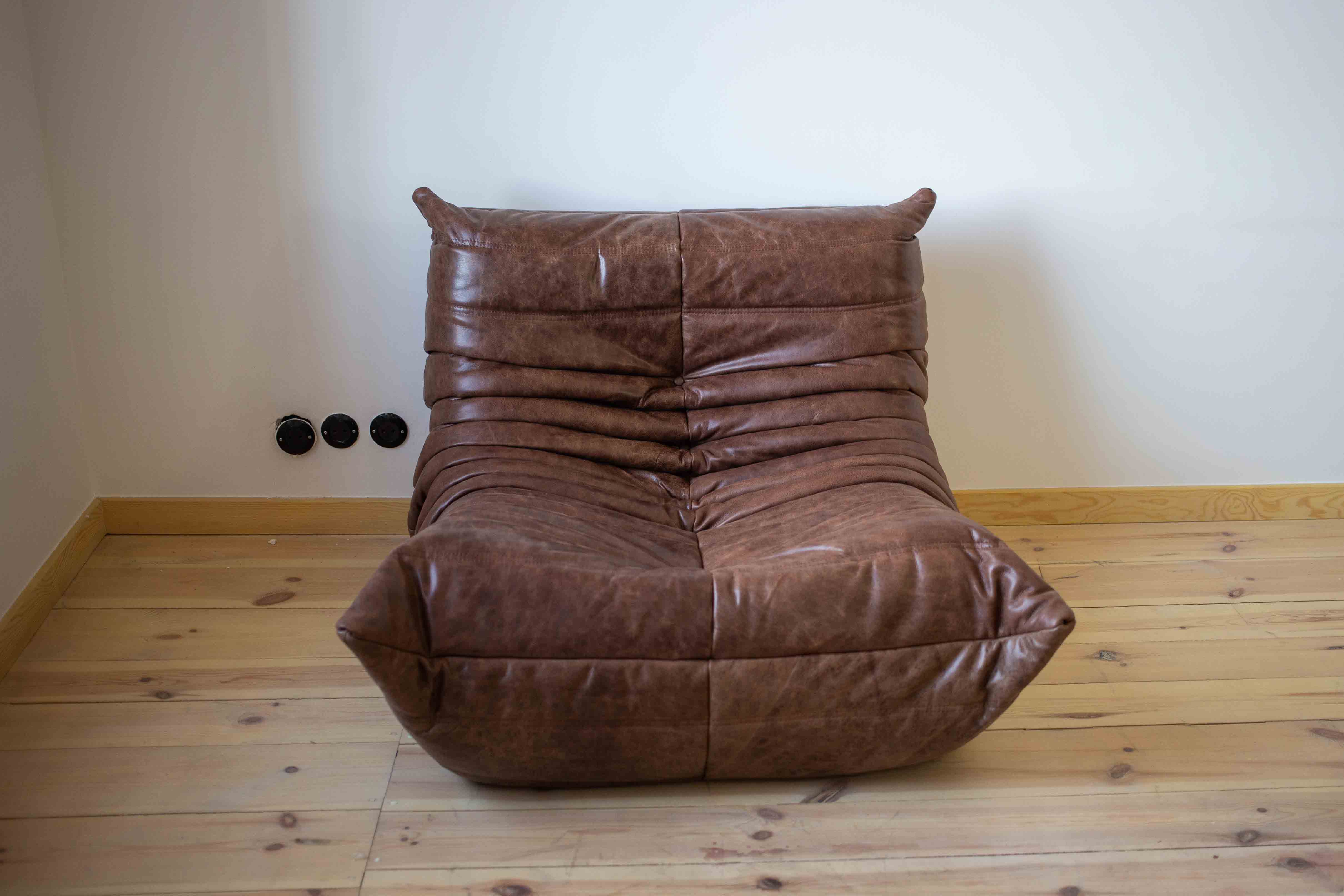 Togo Lounge Set 5-tlg. Pull-Up-Leder Walnussbraun
