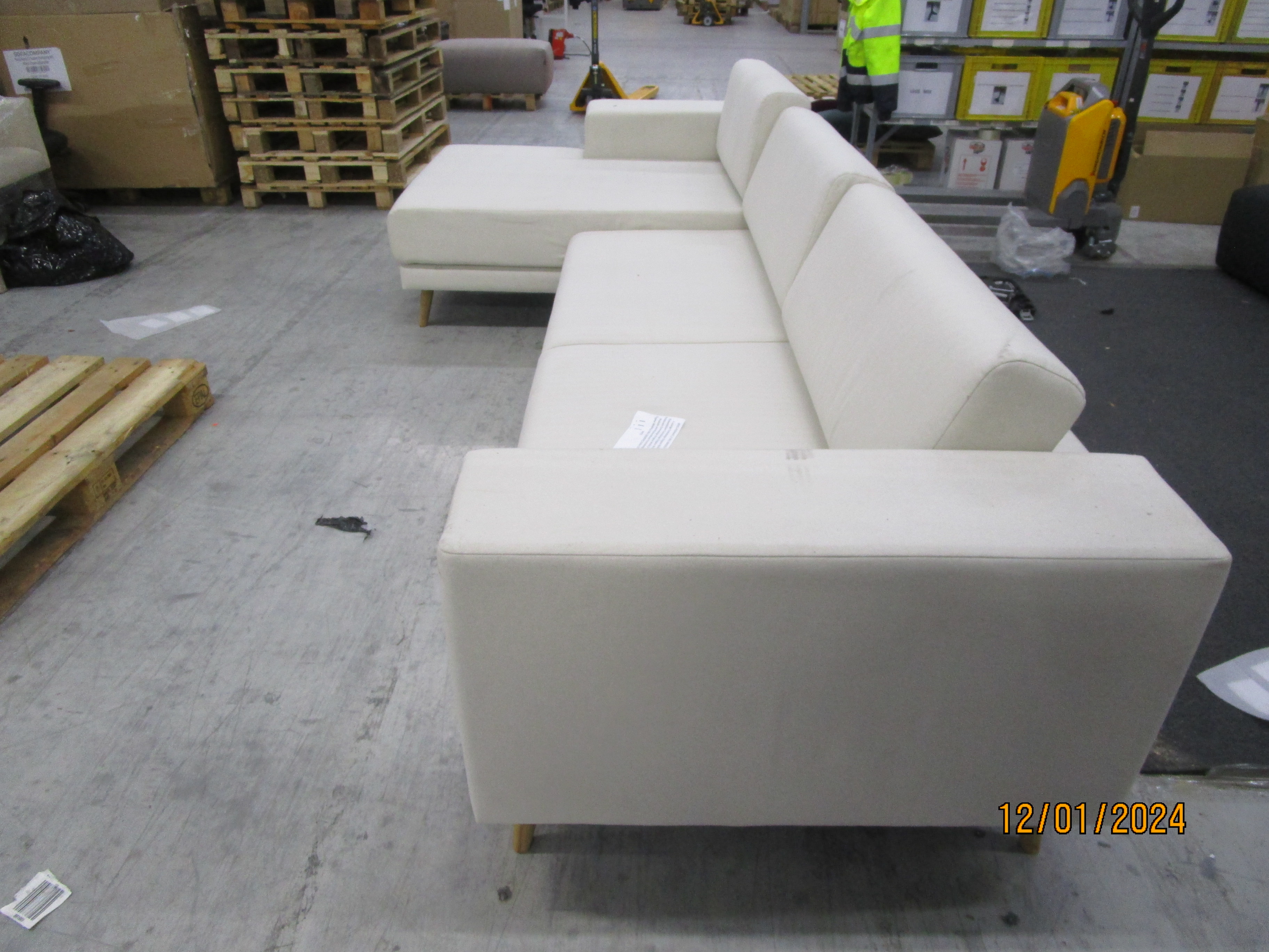 Tyme Sofa Bed Chaise Lounge Left Vegan Wool Cream Beige