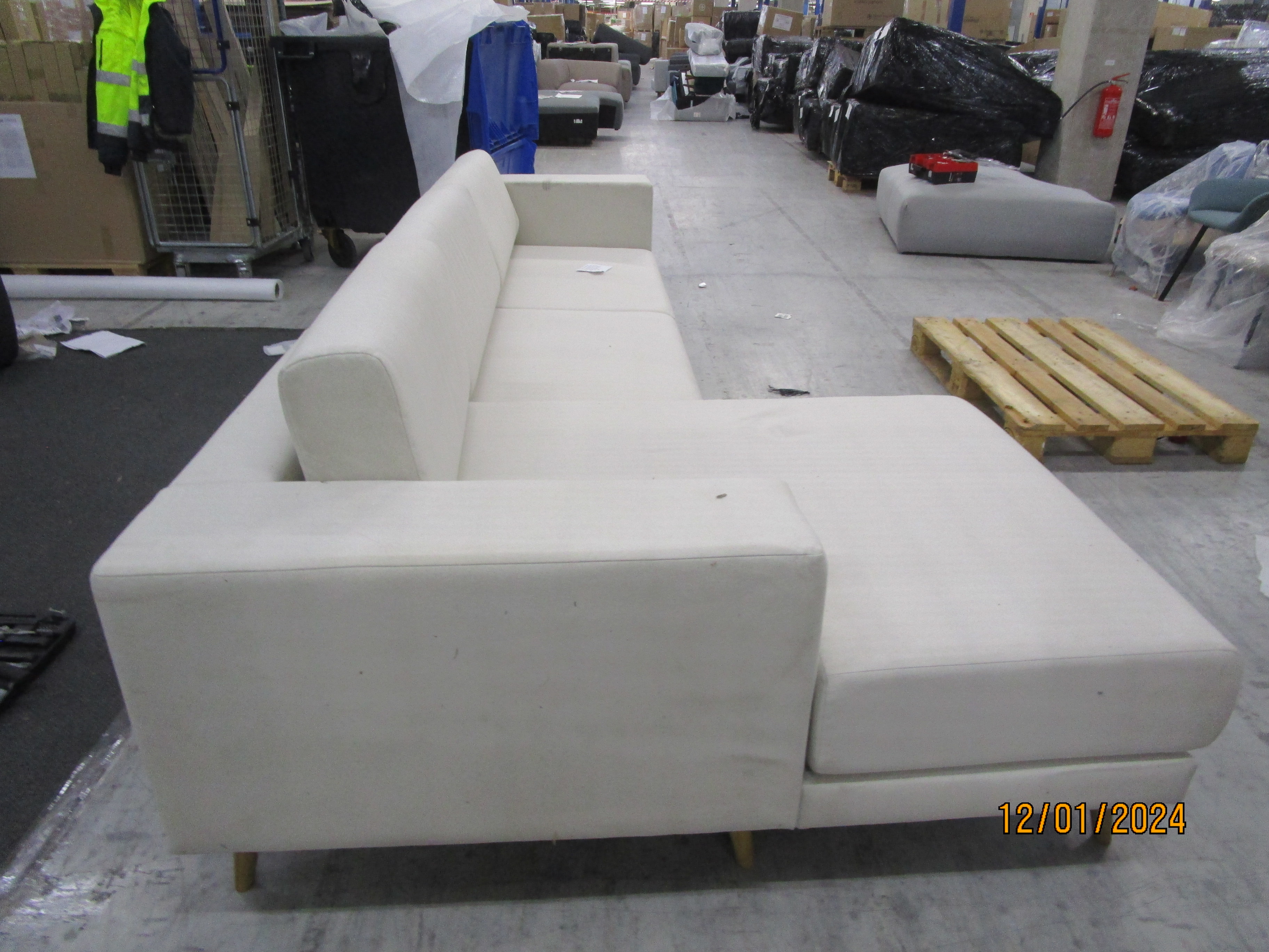 Tyme Schlafsofa Récamiere Links Vegane Wolle Cremebeige