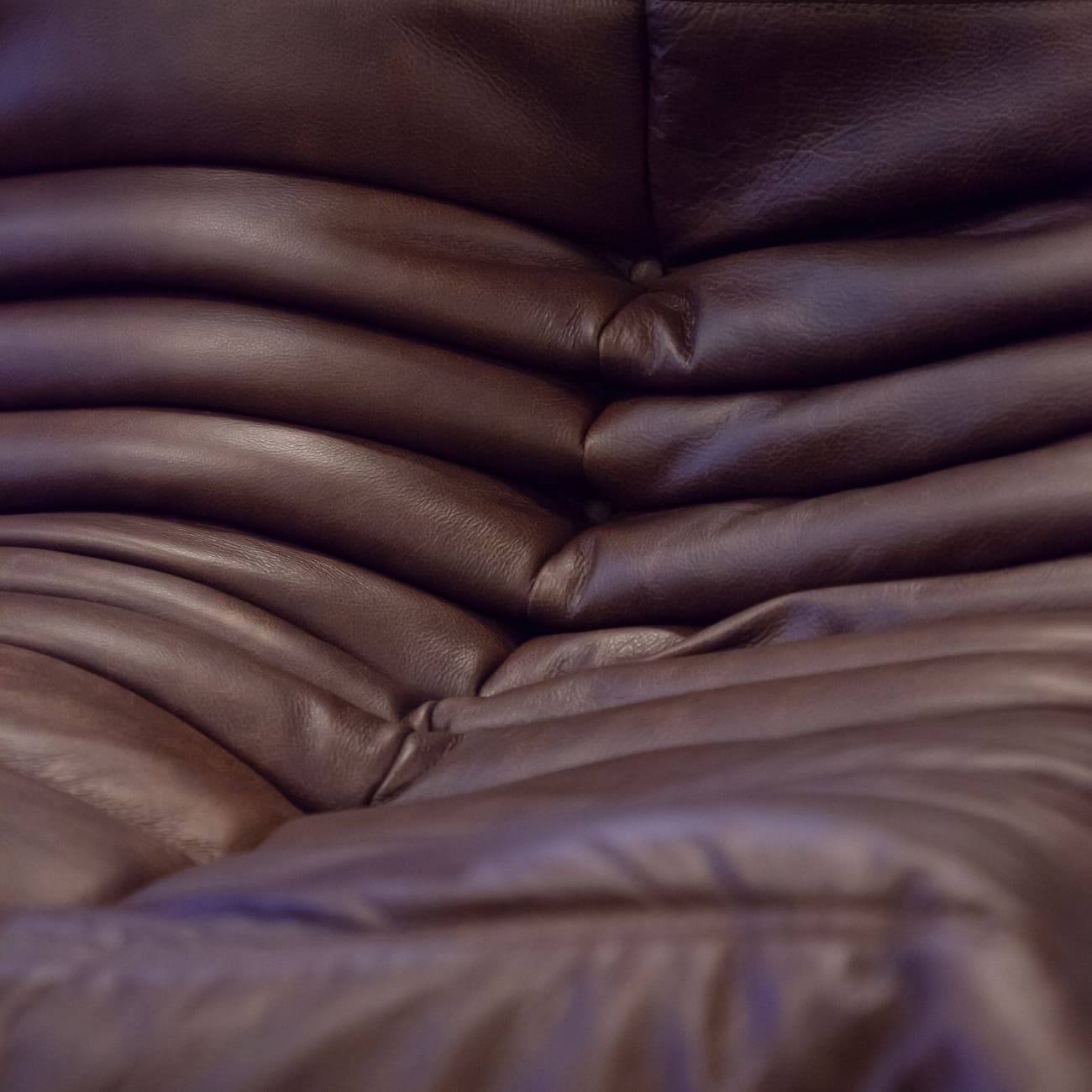 Togo Armchair and Ottoman Set Pull-Up Leather Chocolate Brown
