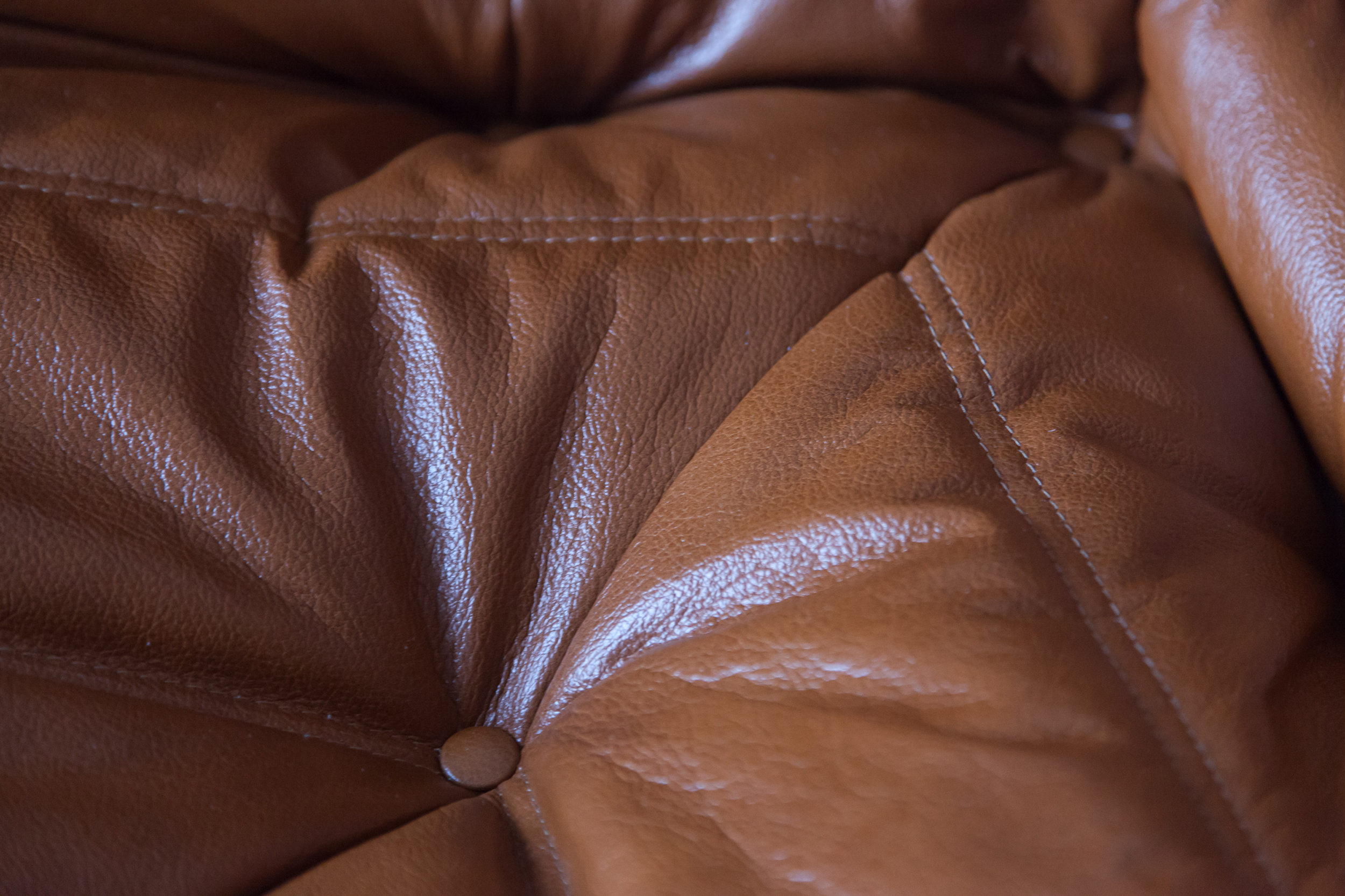 Togo Corner Sofa High Gloss Leather Whisky Brown