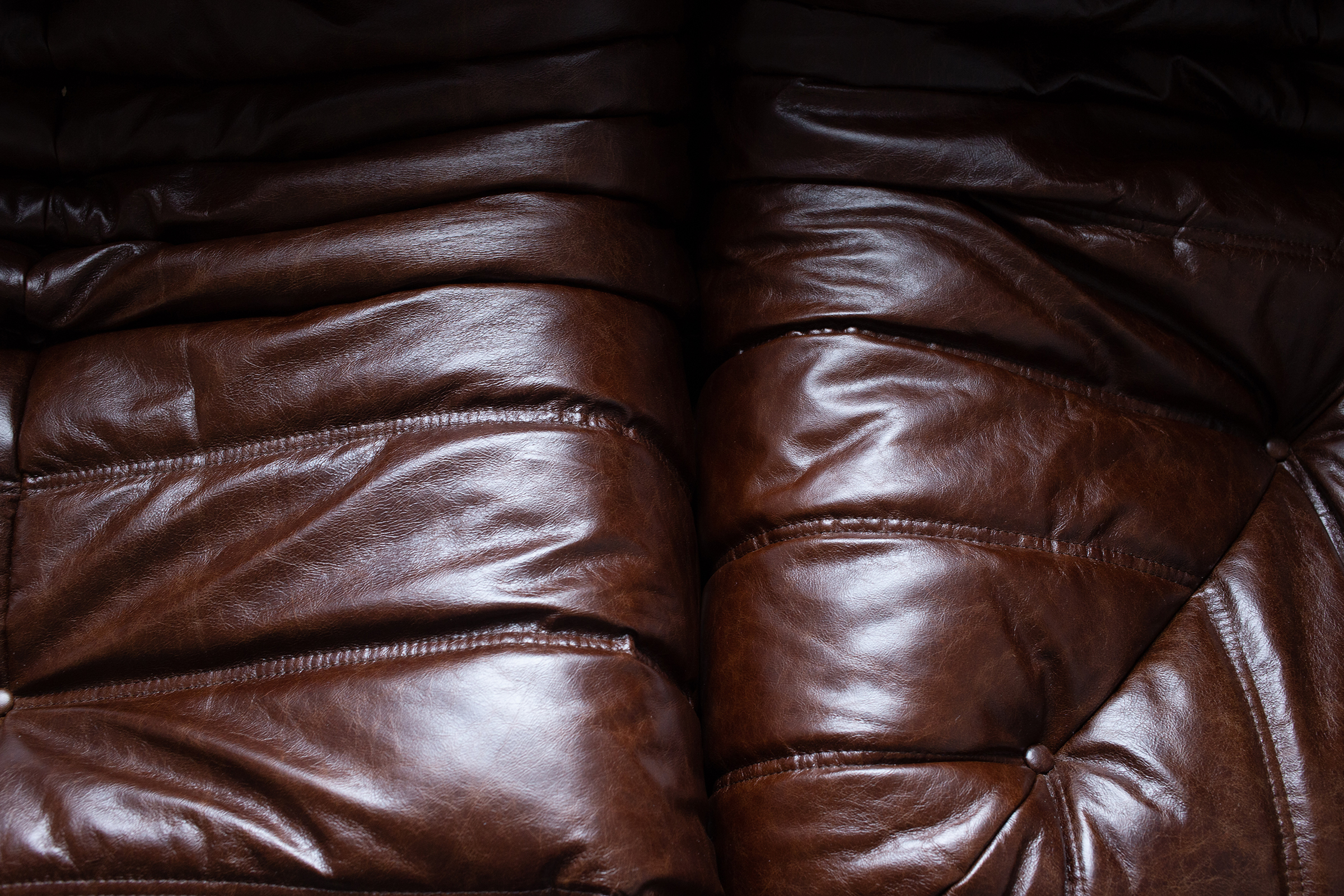 Togo Lounge Set 3-pc. High Gloss Leather Dark Brown