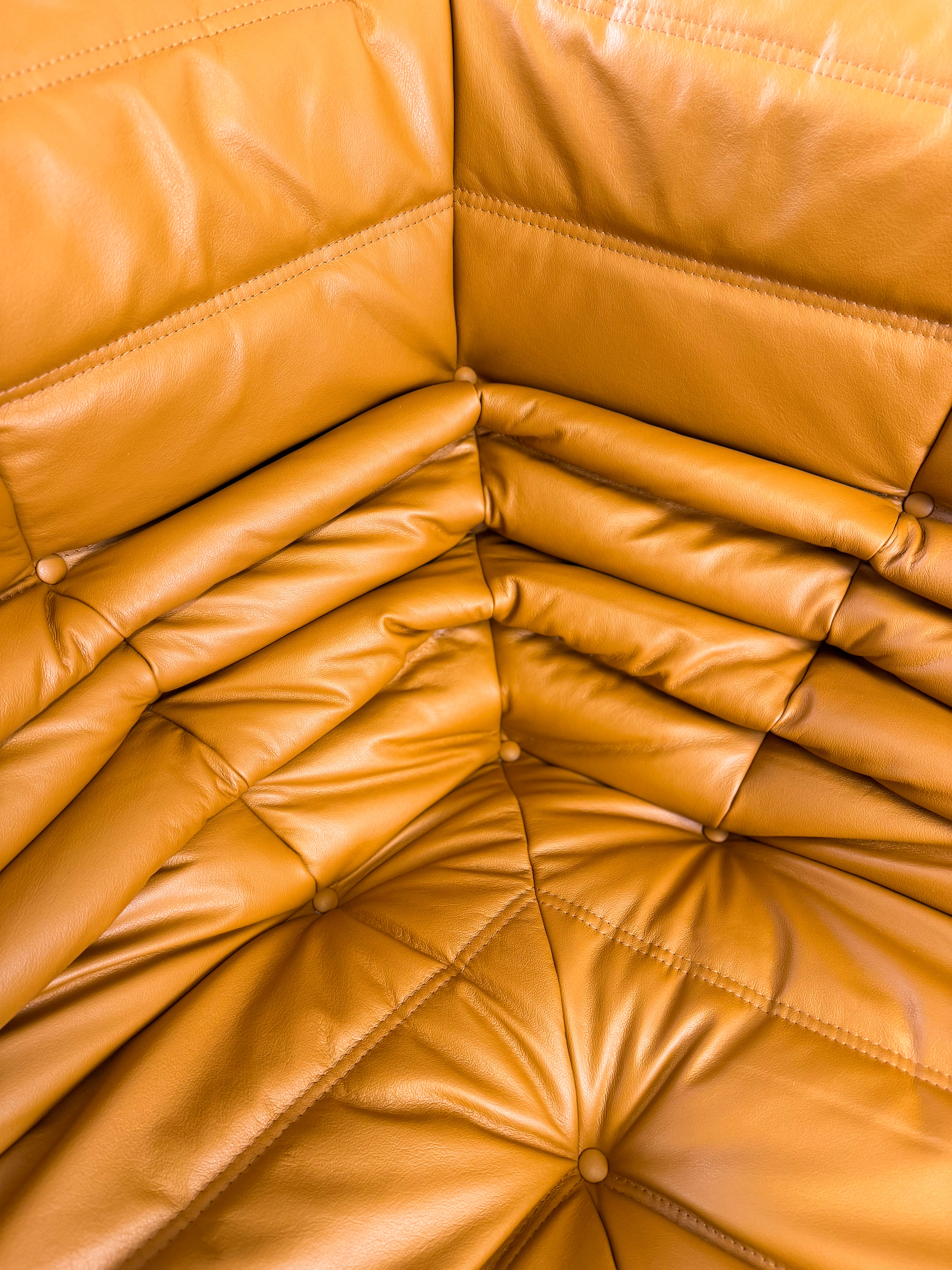 Togo Ottoman High-gloss leather Cognac Light