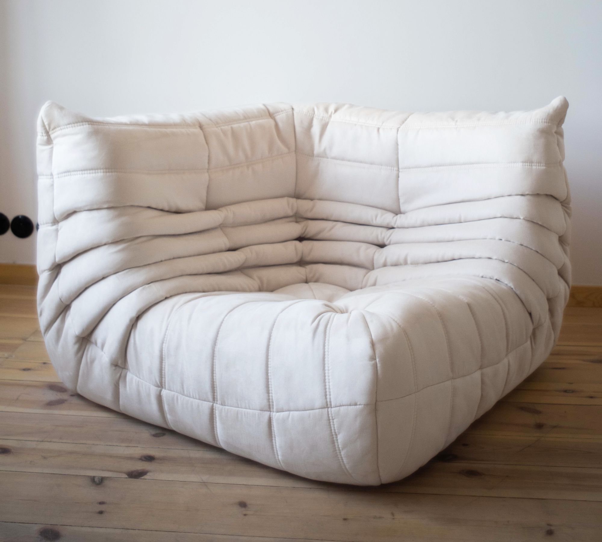 Togo Corner Sofa Faux Leather Light Beige