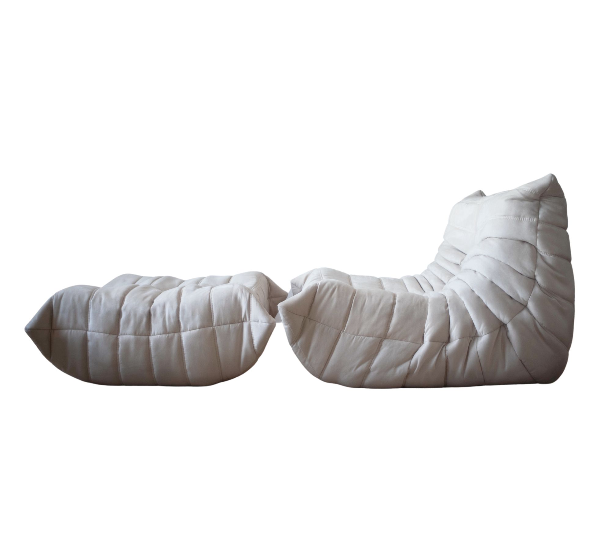 Togo Armchair and Ottoman Faux Leather Light Beige