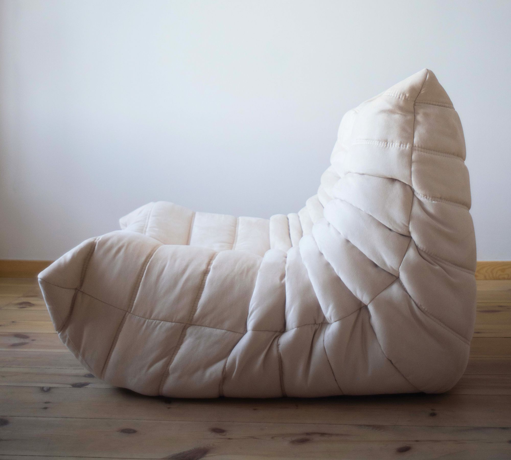Togo Armchair and Ottoman Faux Leather Light Beige