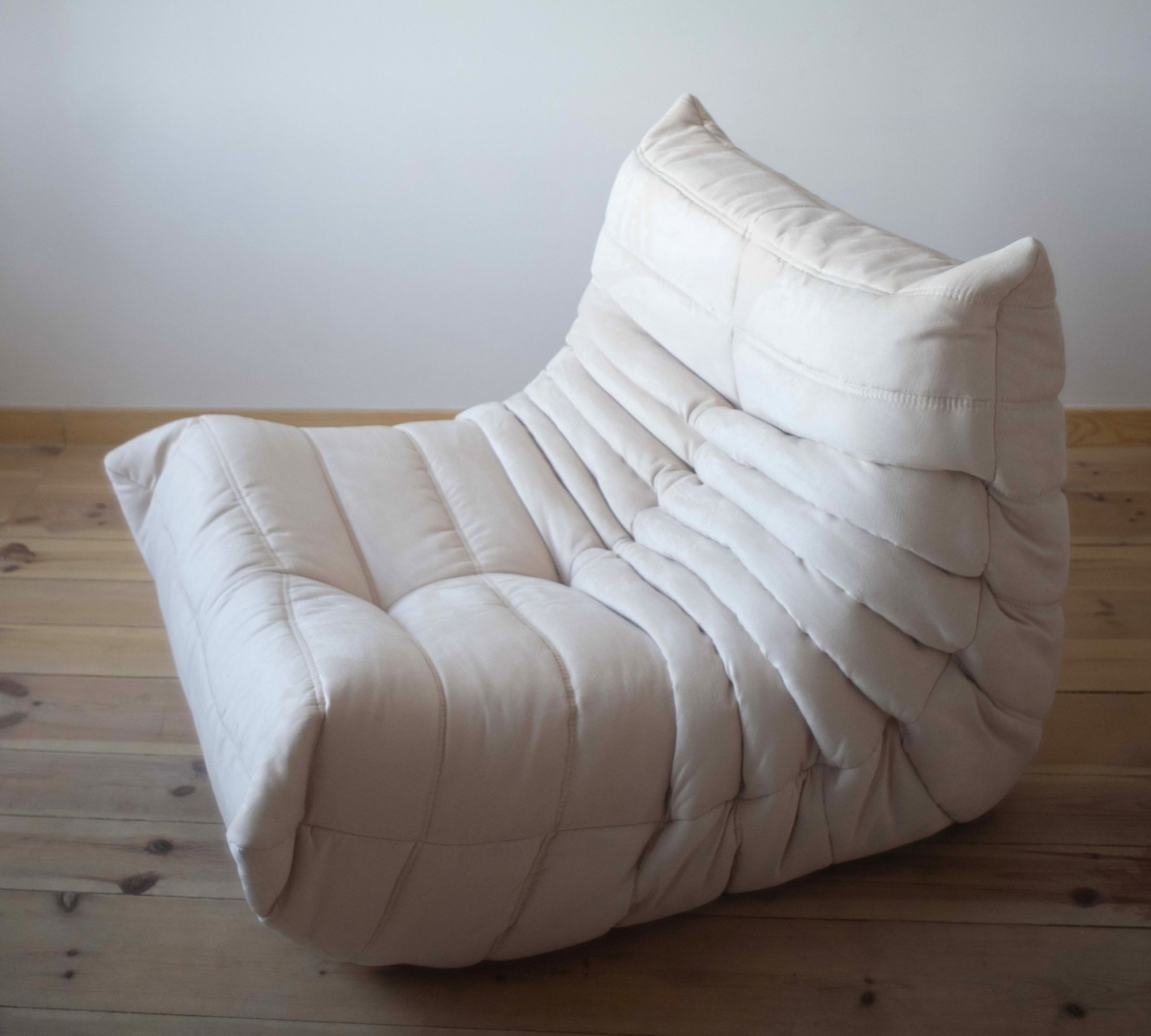 Togo Armchair and Ottoman Faux Leather Light Beige