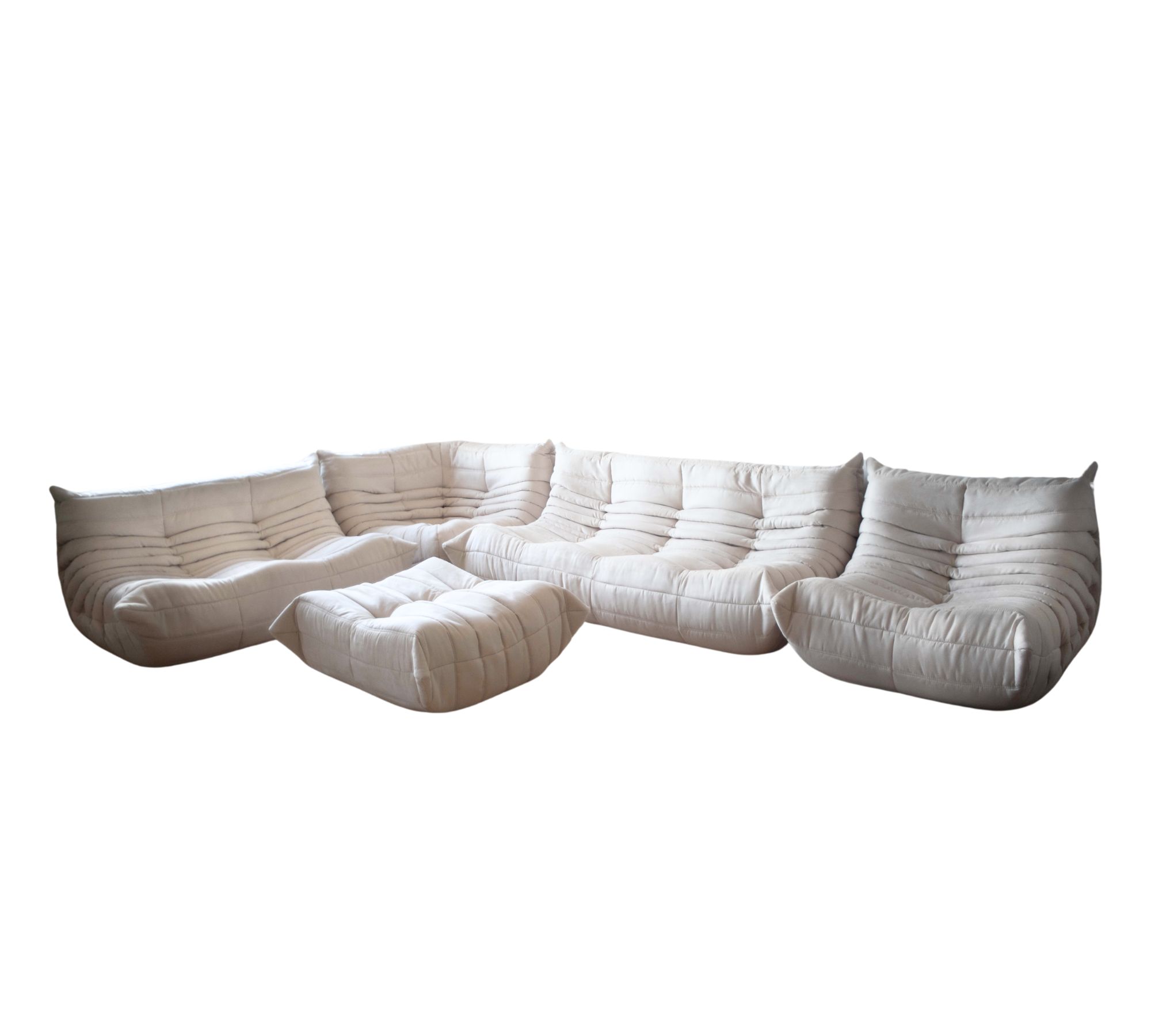 Togo Lounge Set 5-piece Faux Leather Light Beige