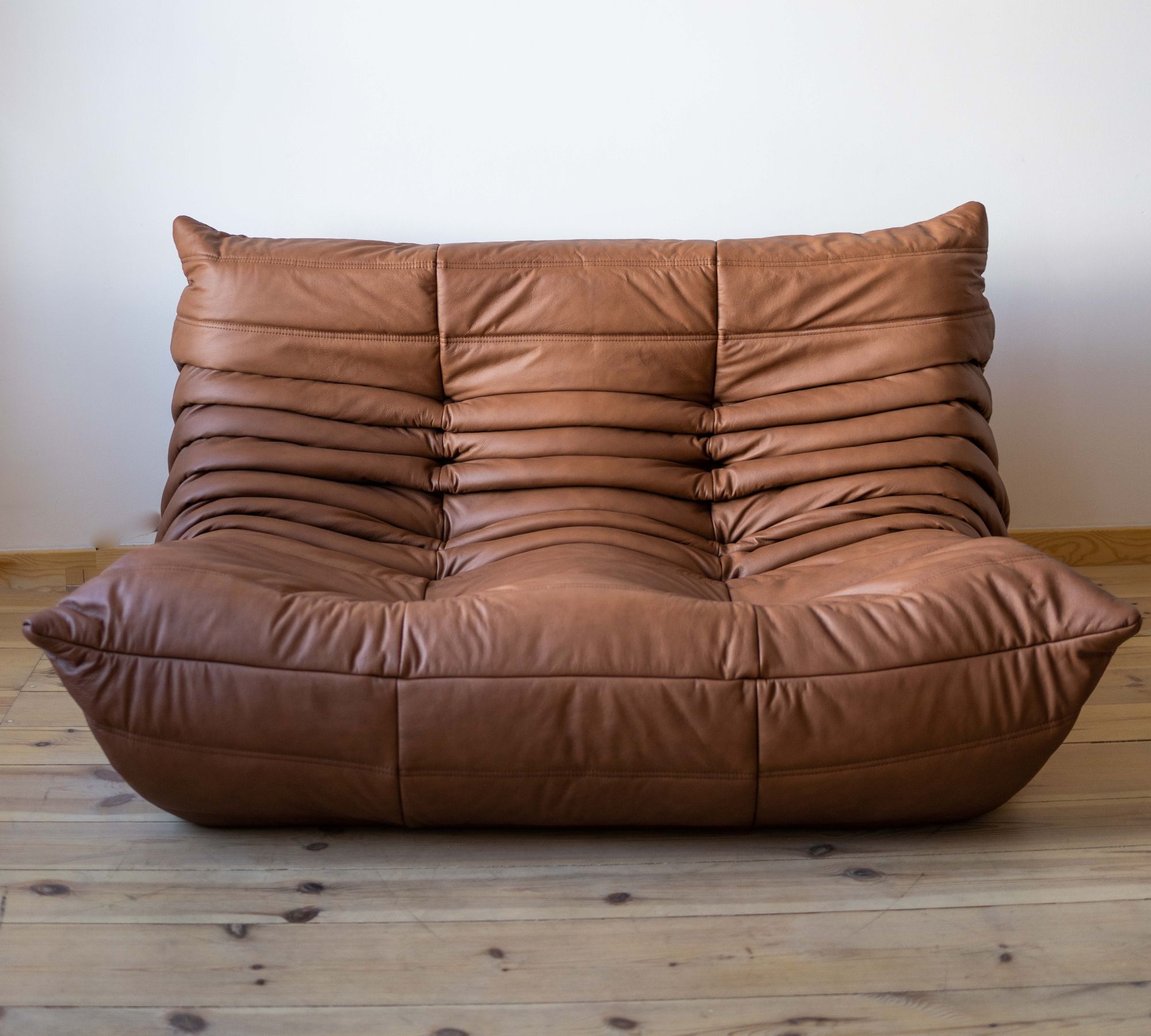 Togo Sofa 2-seater Smooth Leather Folk Brown