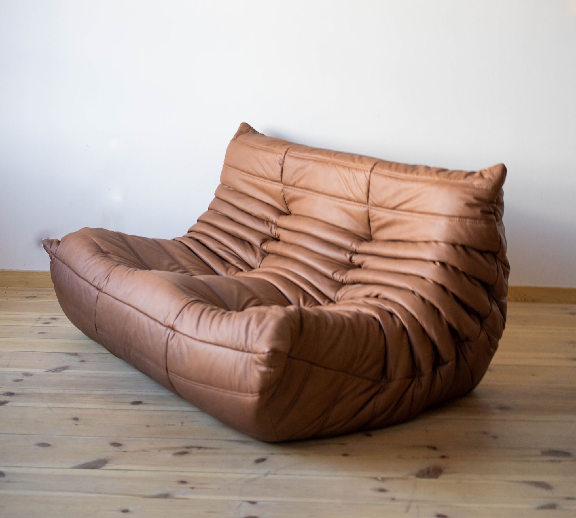 Togo Sofa 2-seater Smooth Leather Folk Brown