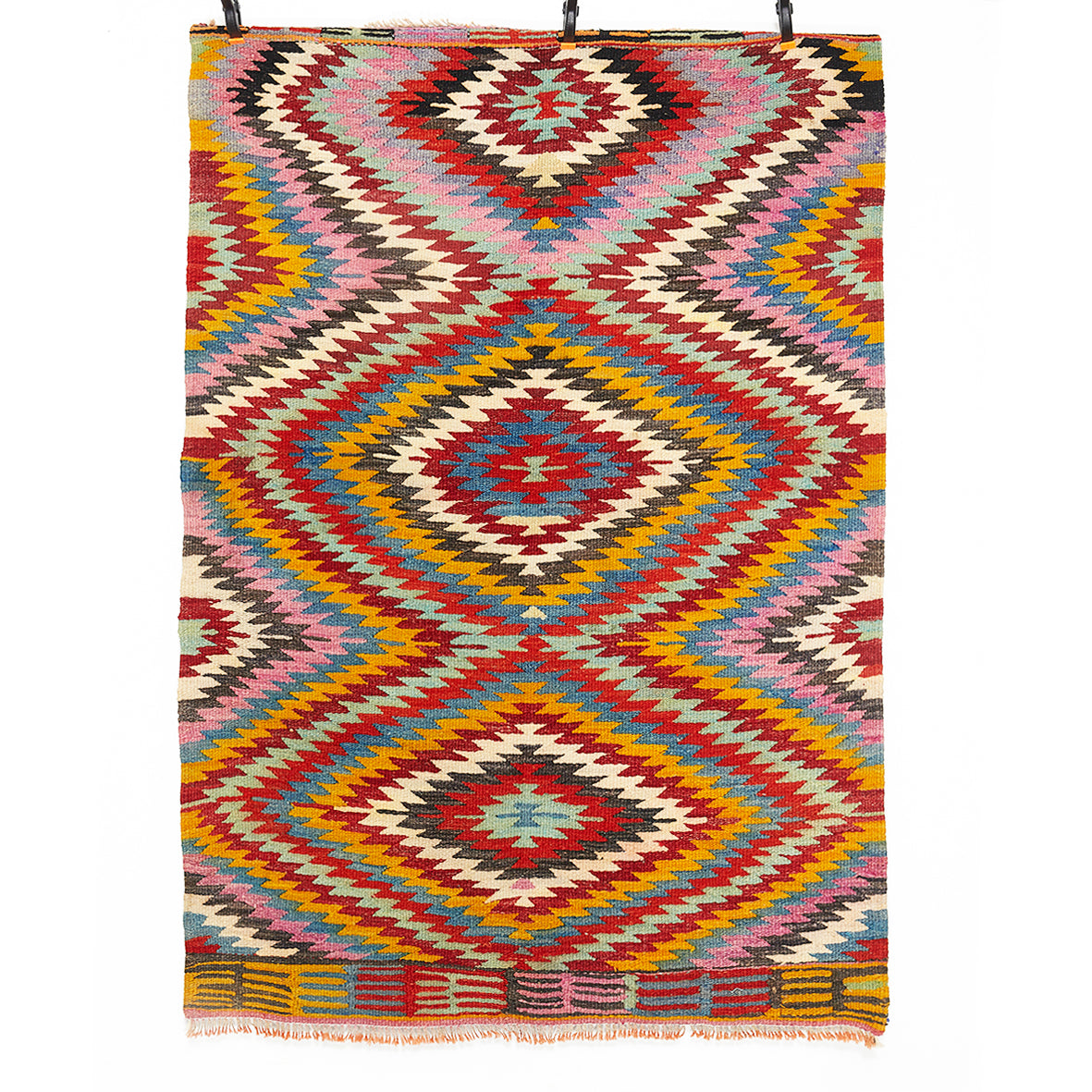 Vintage Anatolian Kilim Handwoven Wool 1970s