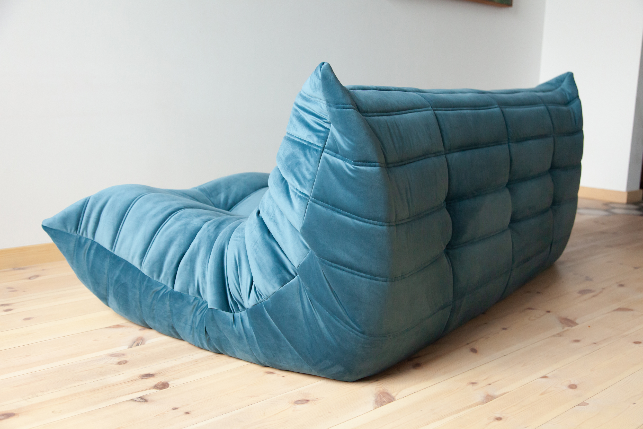 Togo Sofa 3-seater velvet sea blue