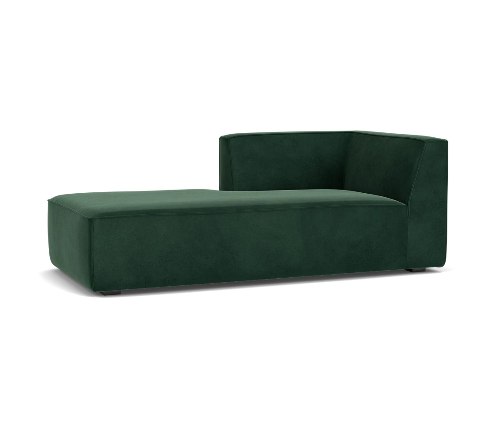 Dane 1-Seater Chaise Longue Left Velour Lux Dark Green
