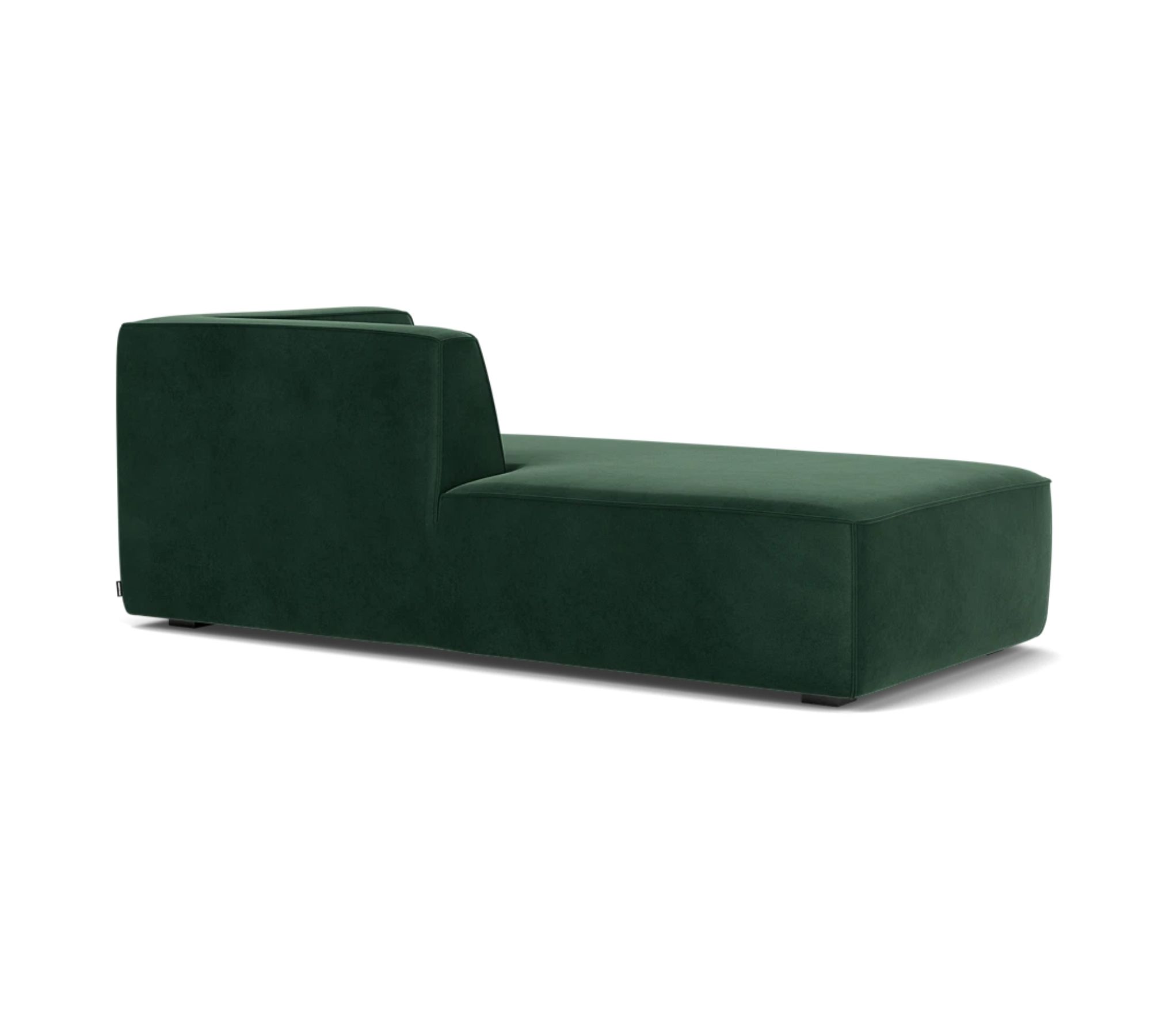 Dane 1-Seater Chaise Longue Left Velour Lux Dark Green