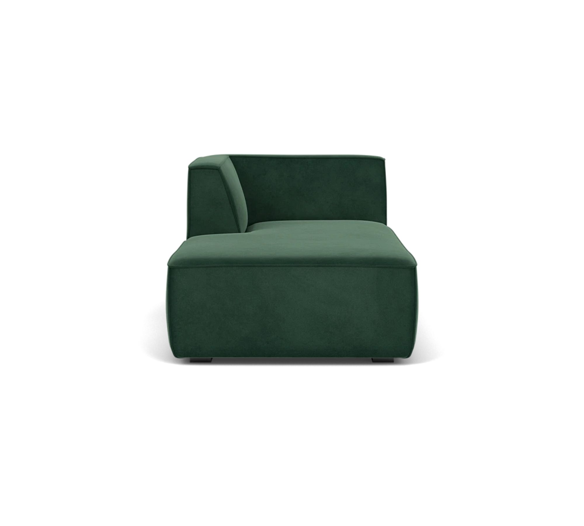 Dane 1-Seater Chaise Longue Left Velour Lux Dark Green