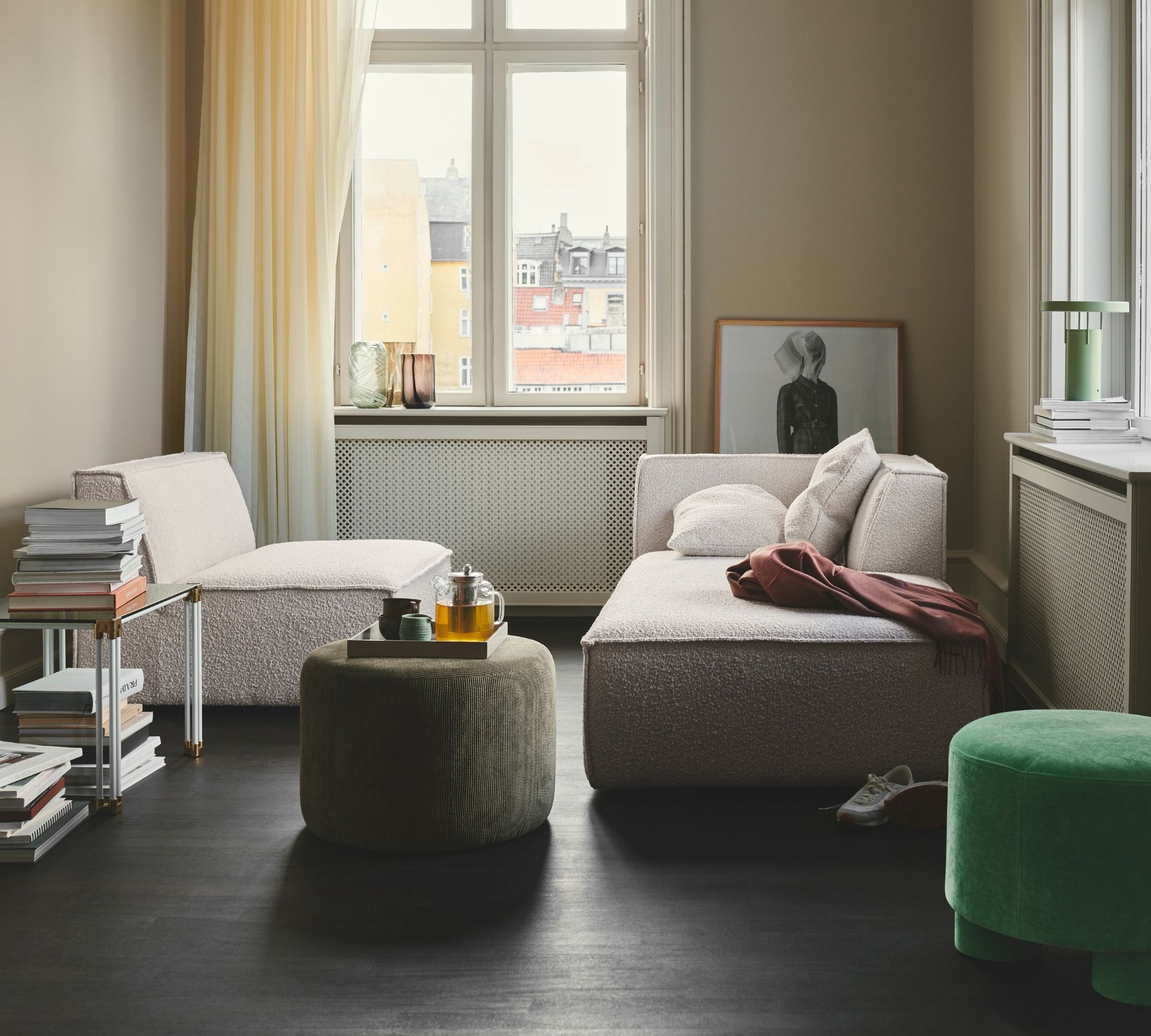 Dane 1-Seater Chaise Longue Left Velour Lux Dark Green