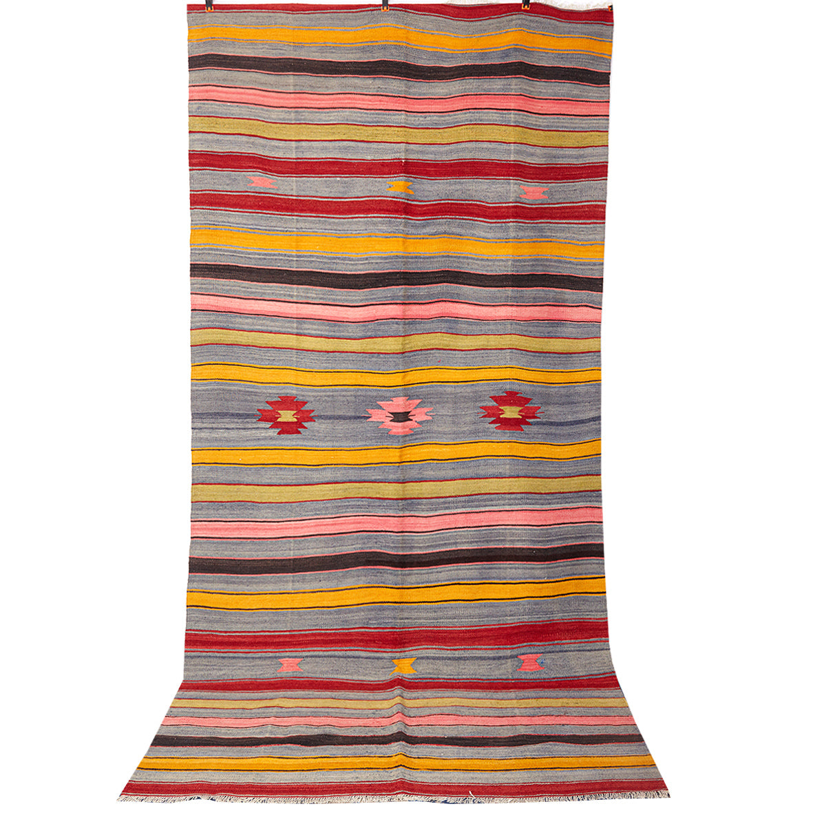 Vintage Anatolian Kilim Hand-woven Wool 1960s