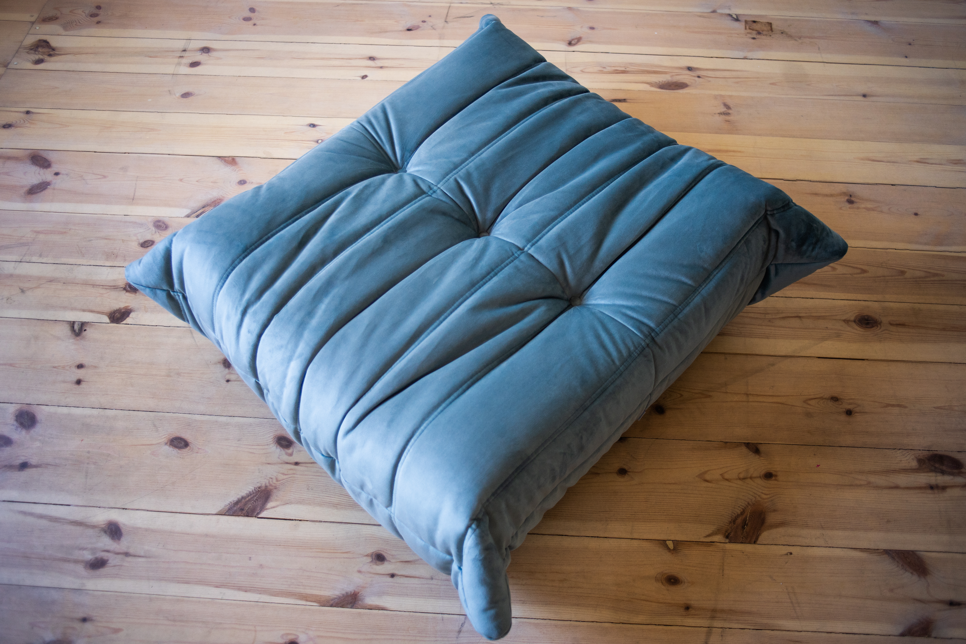 Togo Ottoman Velvet Azure Blue