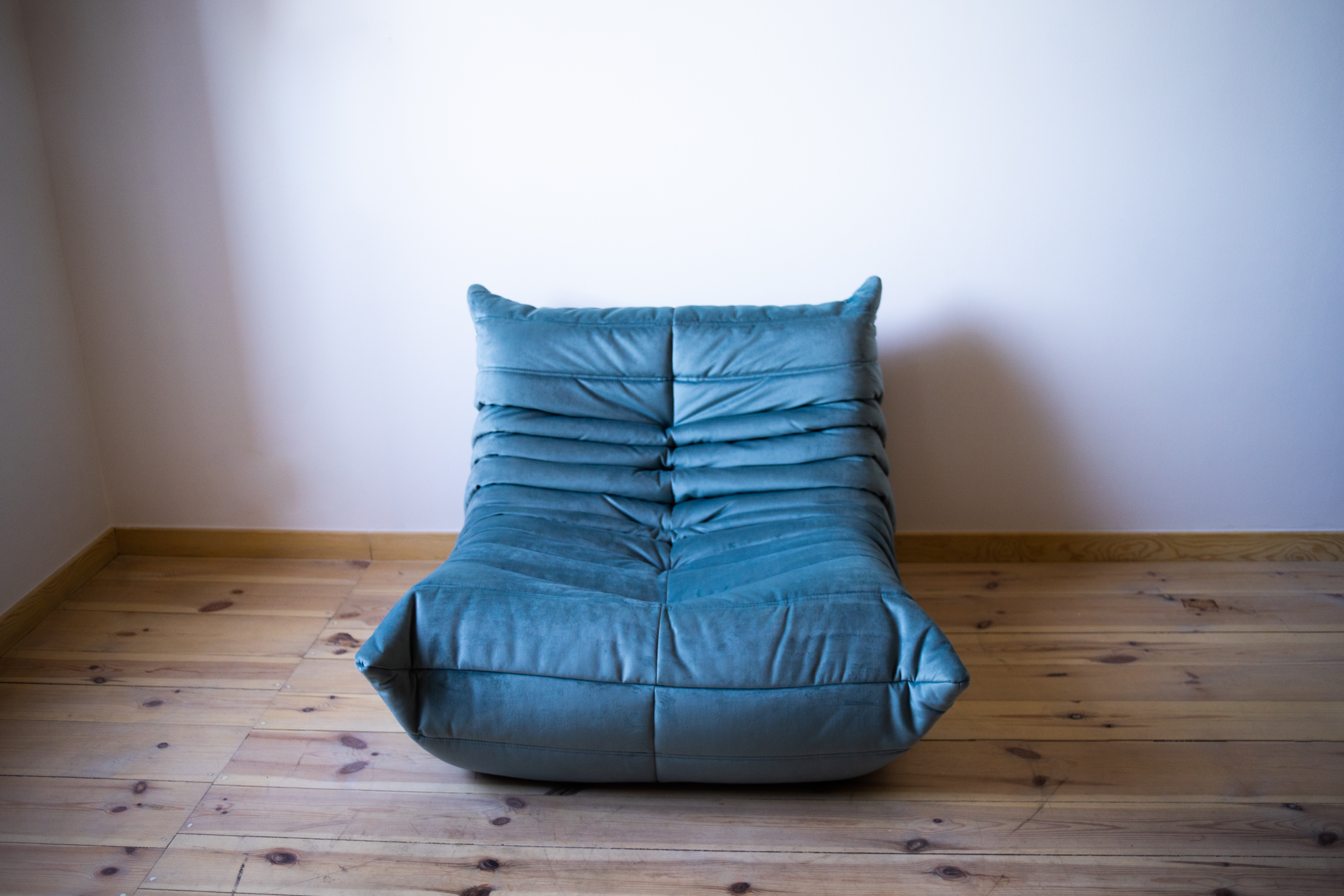 Togo Armchair and Ottoman Set Velvet Azure