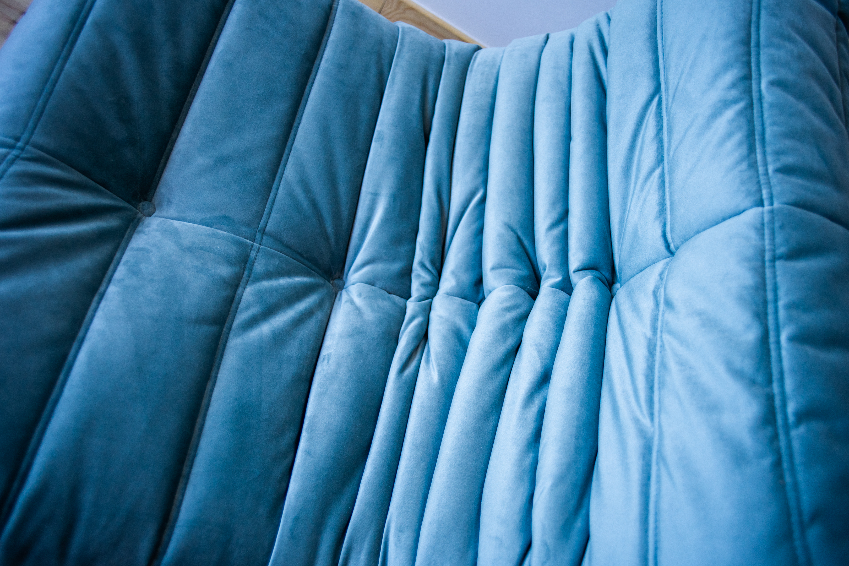Togo Armchair and Ottoman Set Velvet Azure