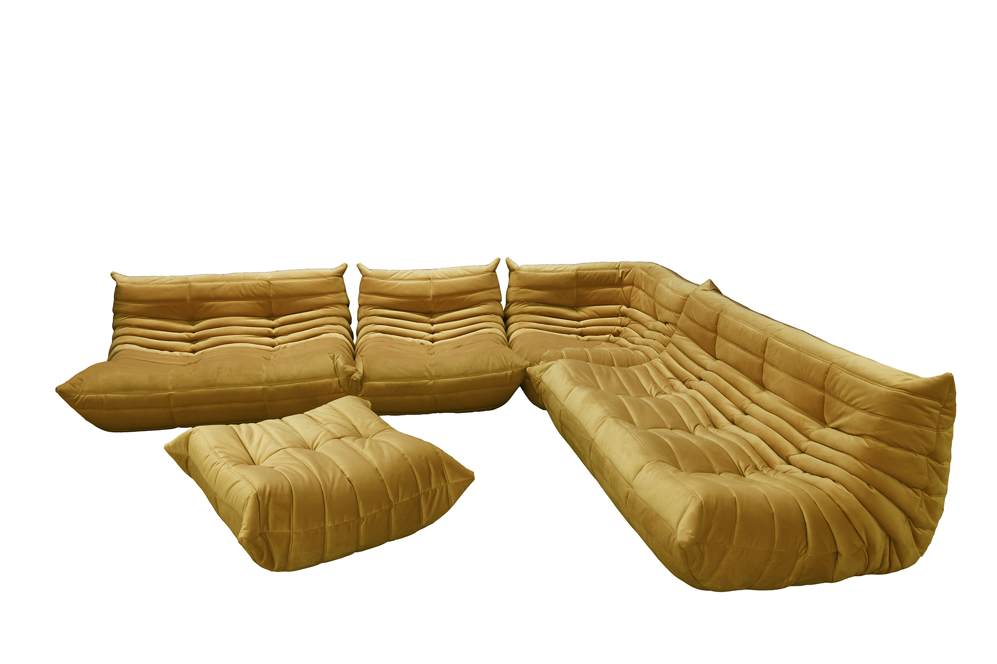 Togo Lounge Set 5-pc. Velvet Mustard Yellow