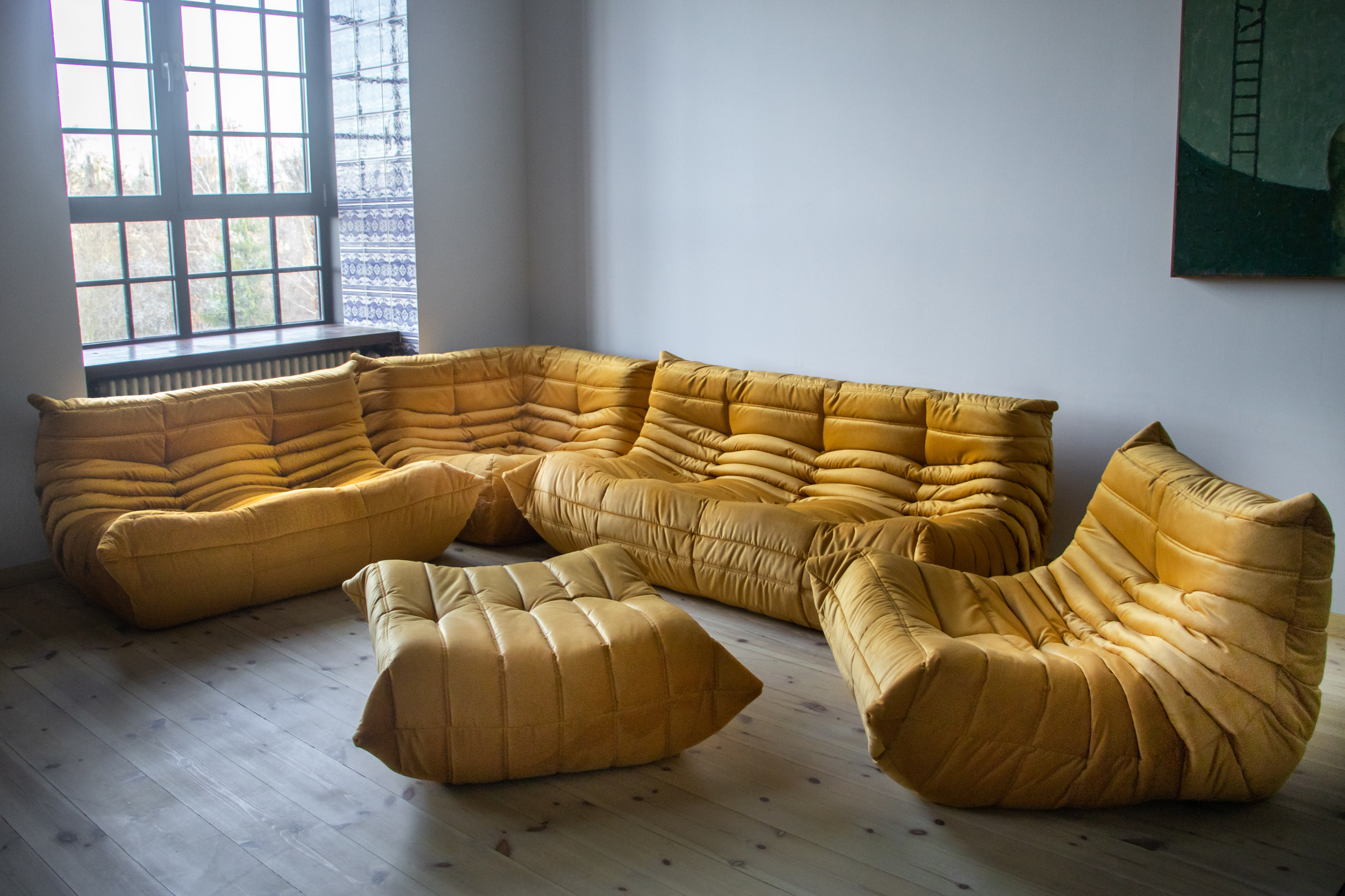 Togo Lounge Set 5-piece. Velvet Golden Yellow