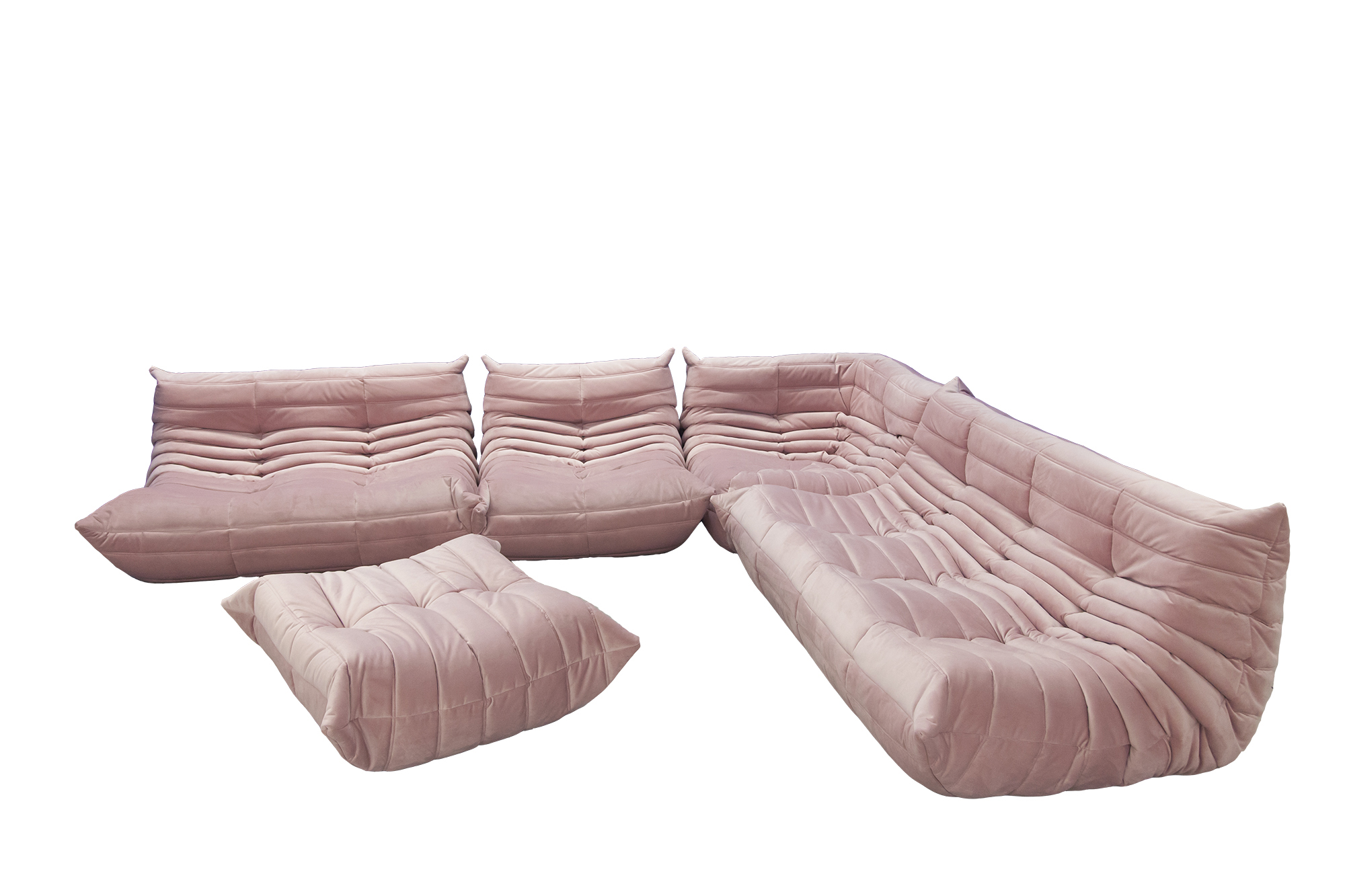 Togo Lounge Set 5-pc. Velvet Light Pink
