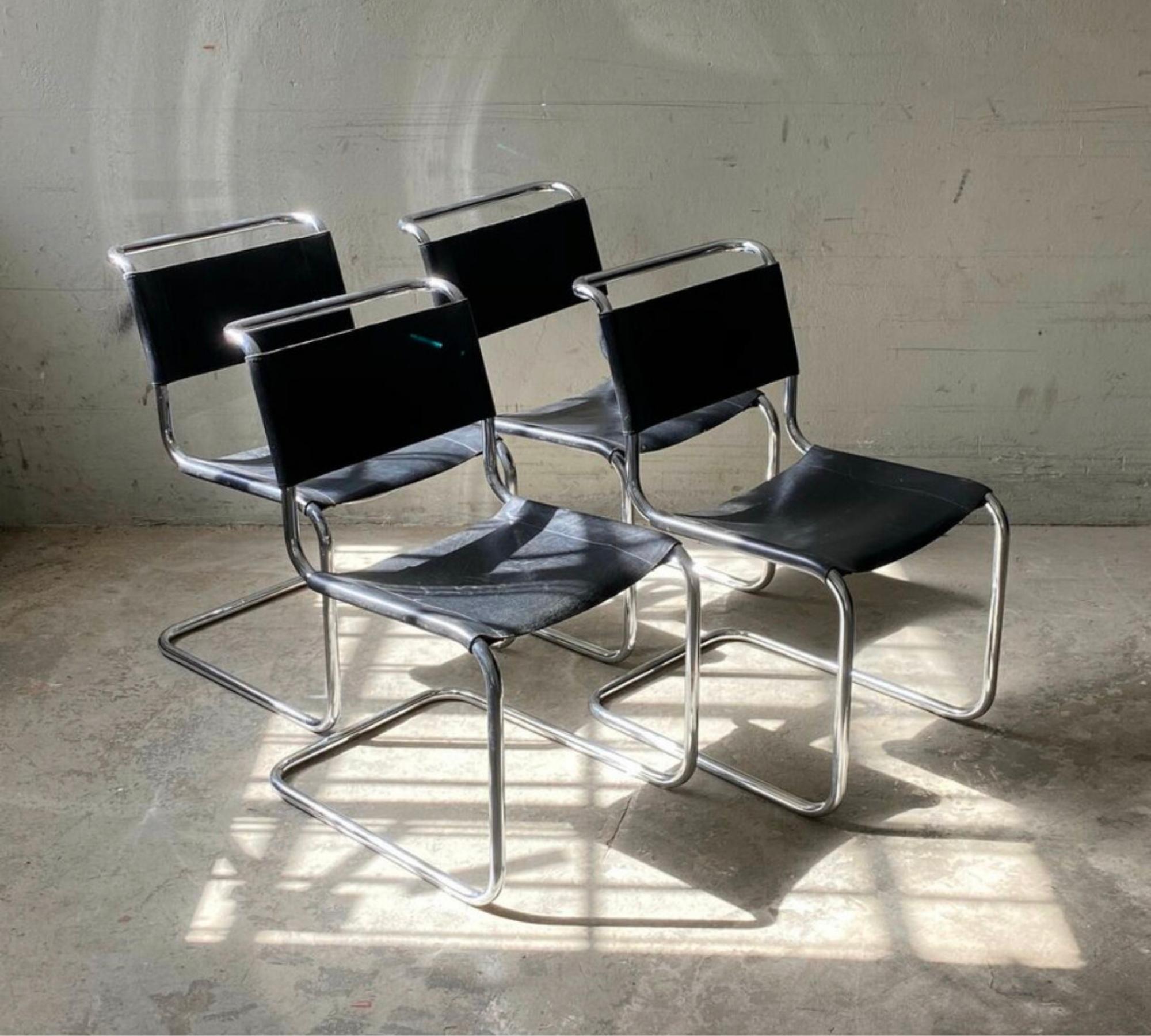 2x Thonet Freischwinger S 33 Leder Schwarz