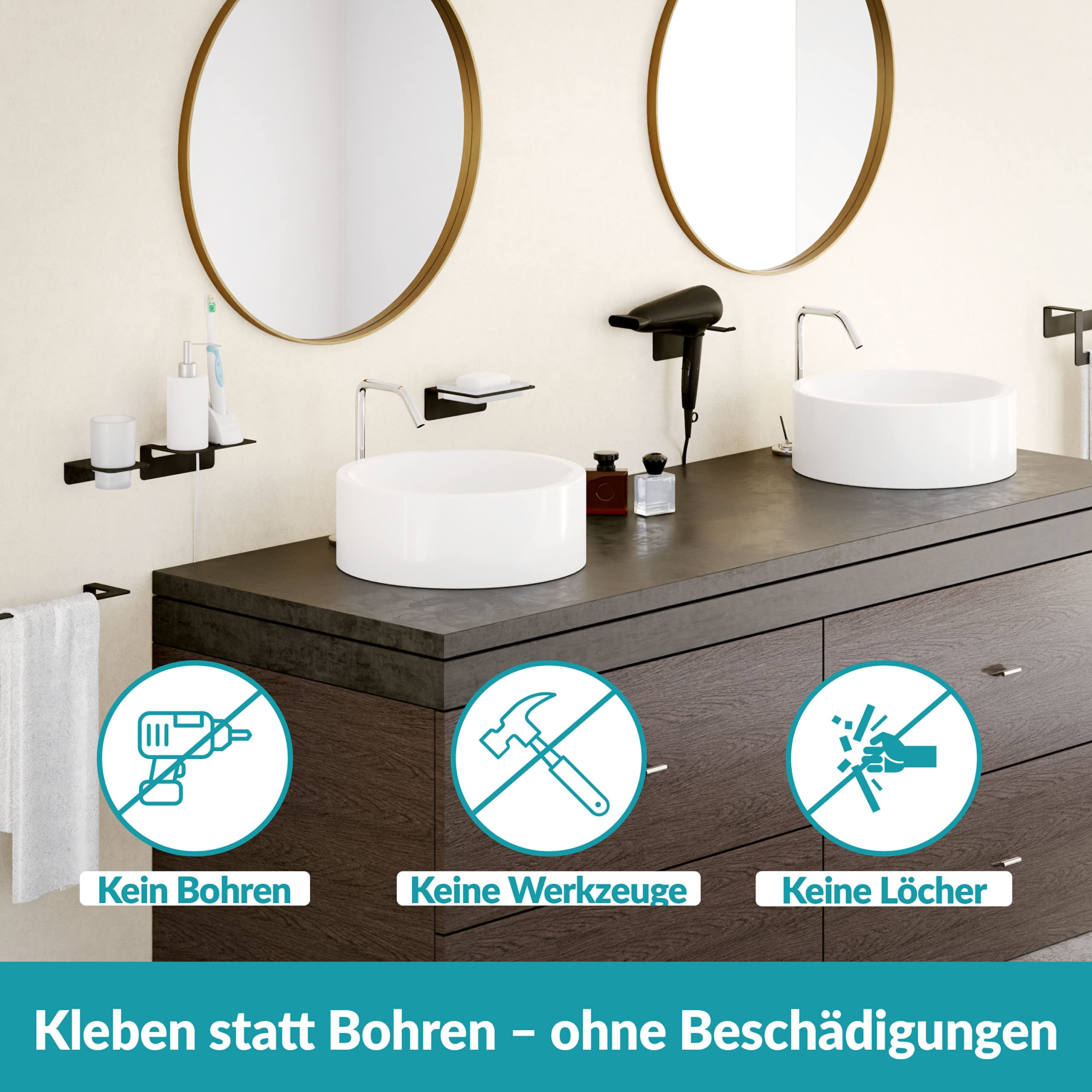 Föhnhalter Edelstahl ohne Bohren