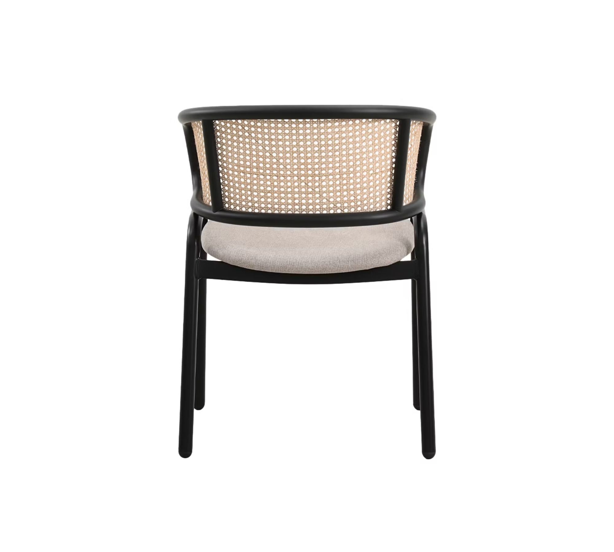 2x Armlehnstuhl  Rattan Webstoff Beige Schwarz