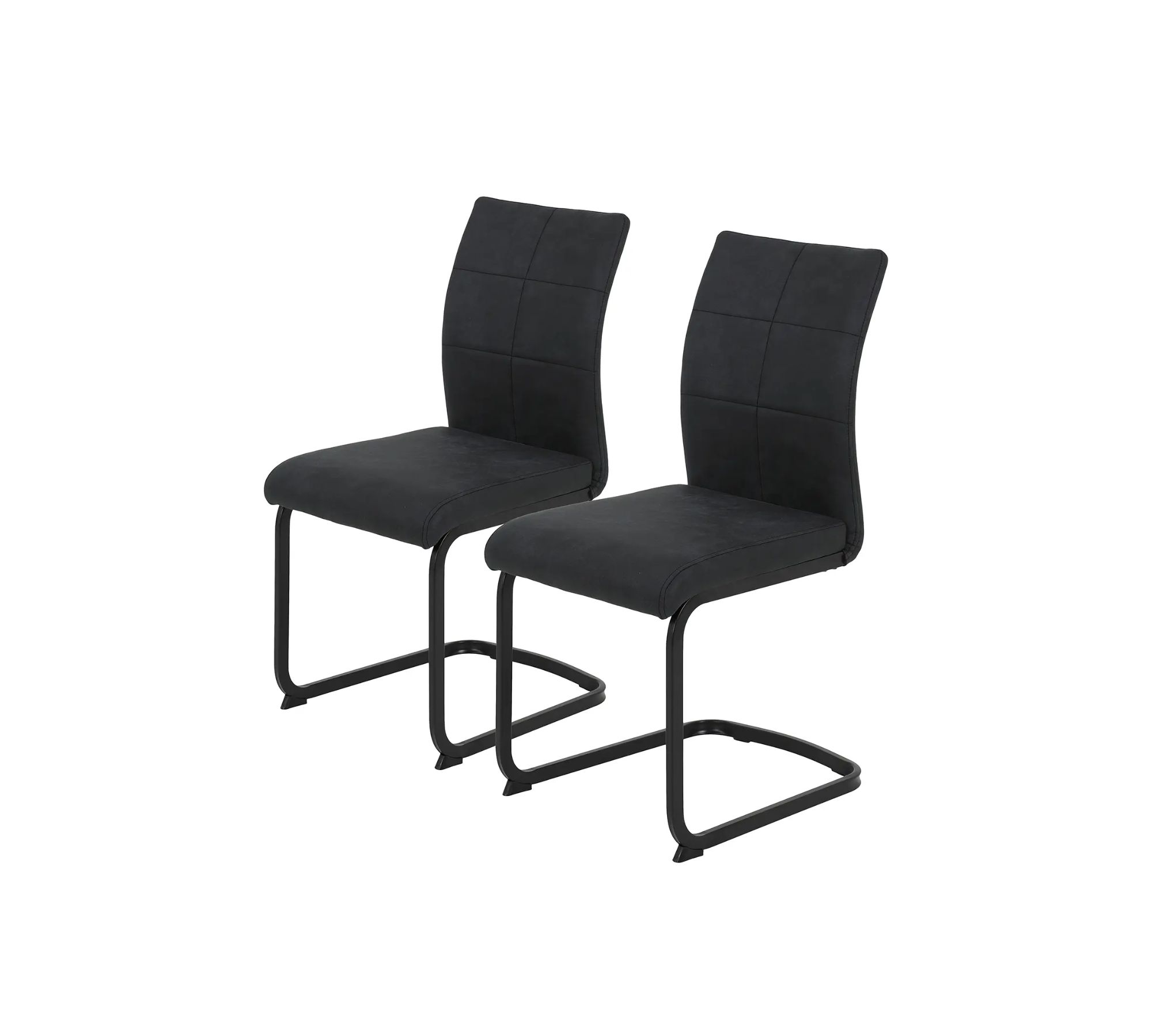 2x Freischwinger Stahl Microfaser  Anthrazit Schwarz