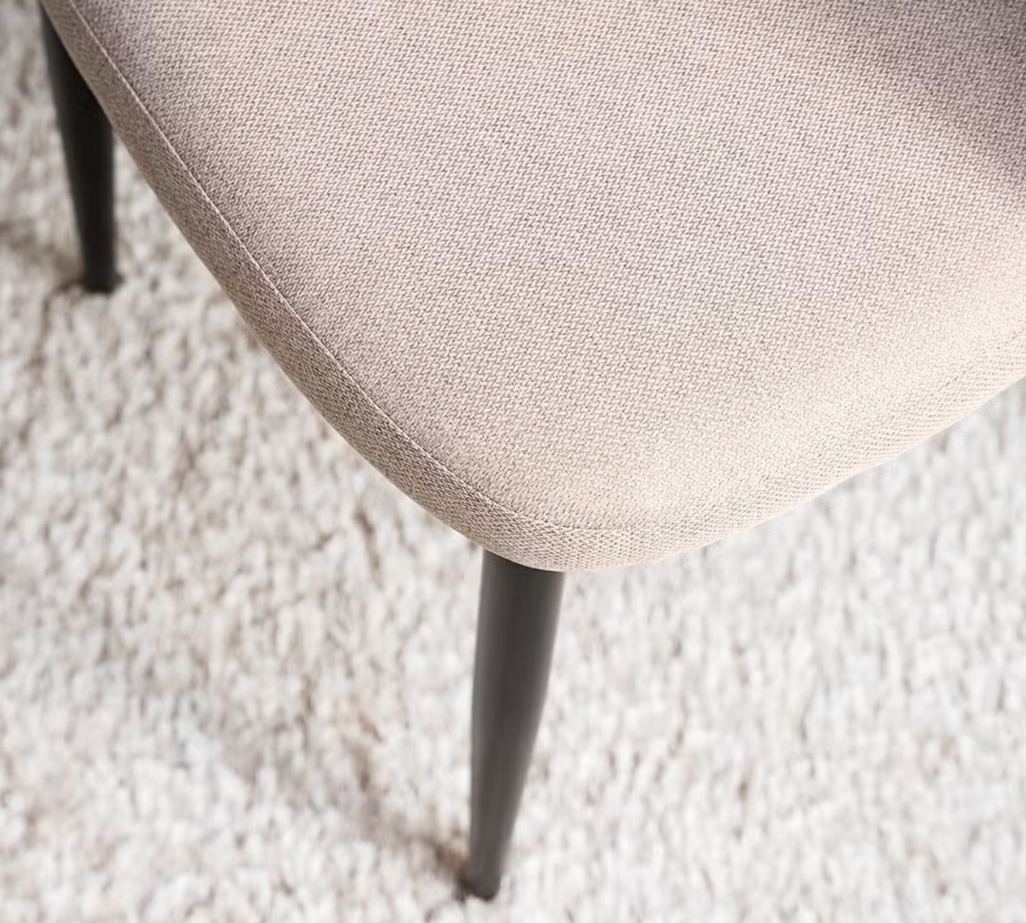 2x Polsterstuhl Webstoff Eisen Beige